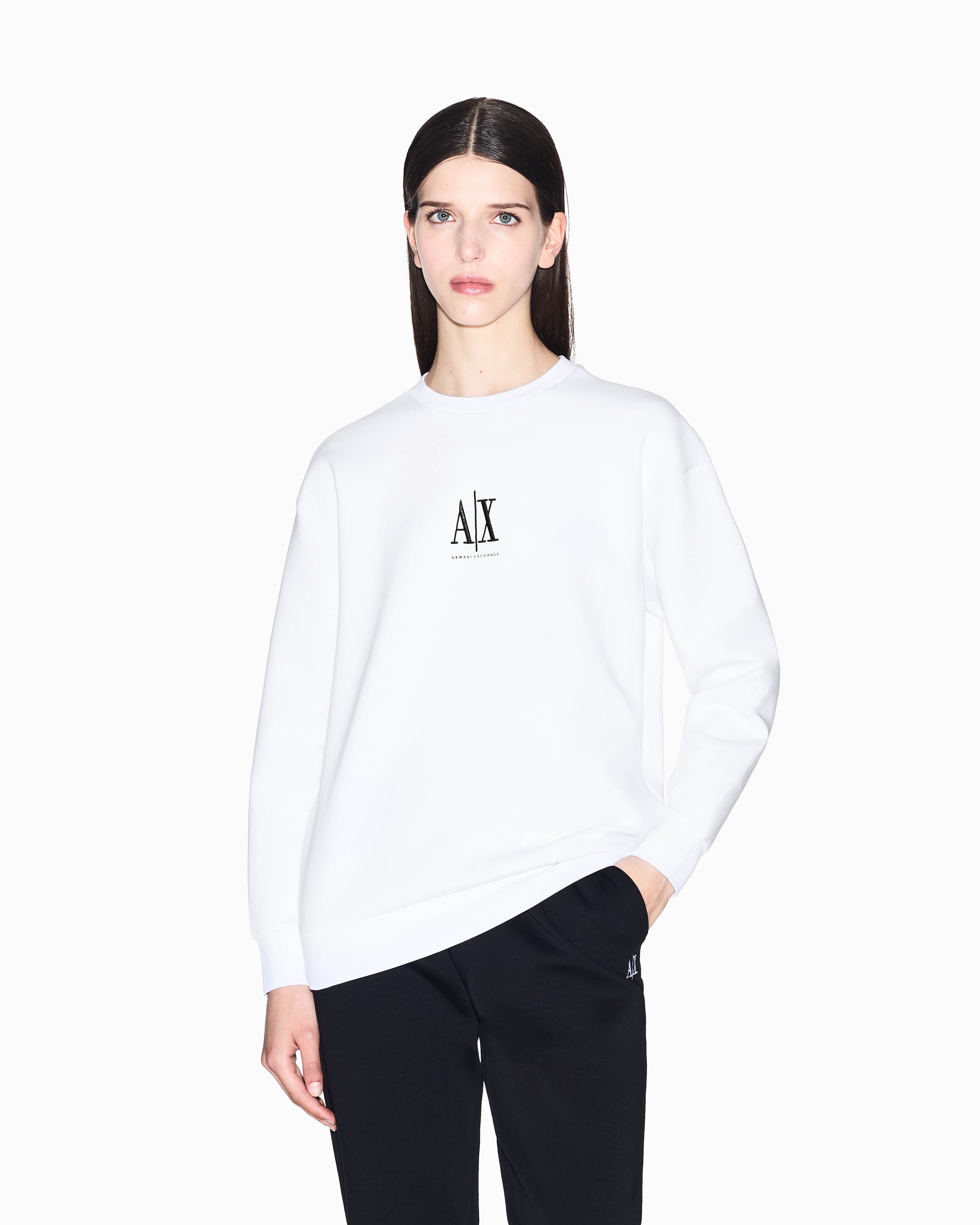 Armani Exchange - Sweatshirts without Hood, Woman, White, Size: