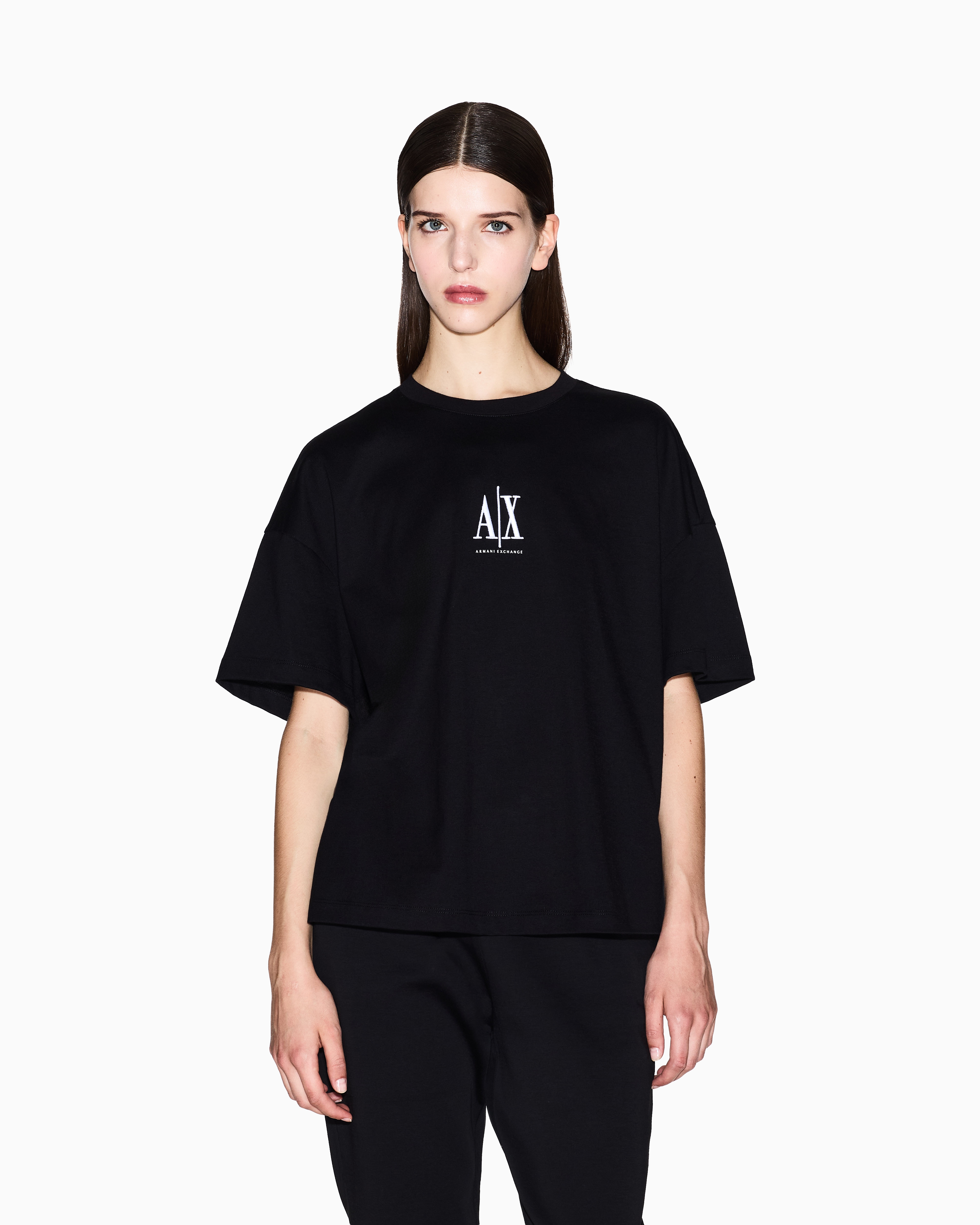 Armani Exchange -  Heavy cotton relaxed t-shirt, Woman, Black, Size: