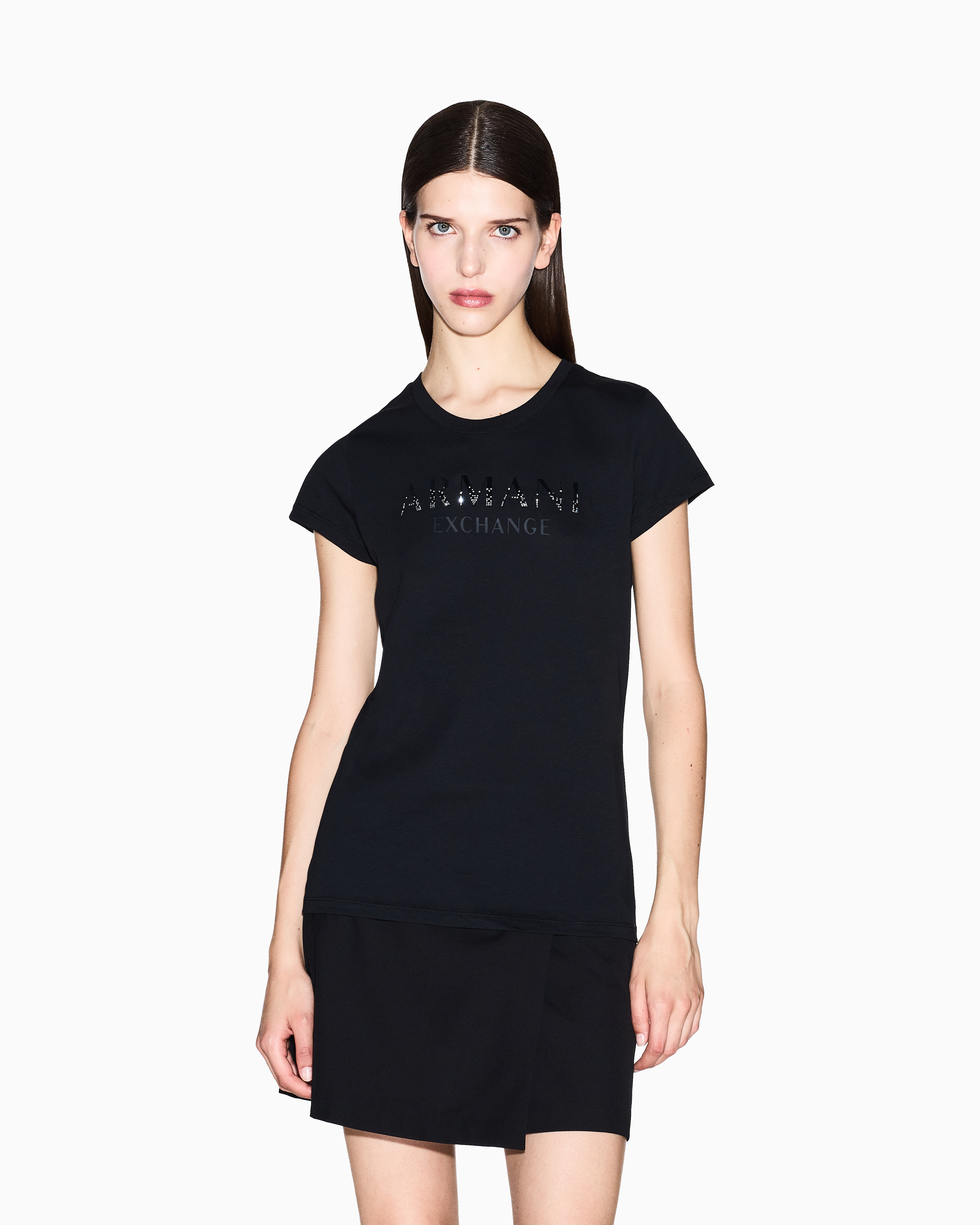 Armani Exchange - Slim Fit T-Shirts, Woman, Black, Size: