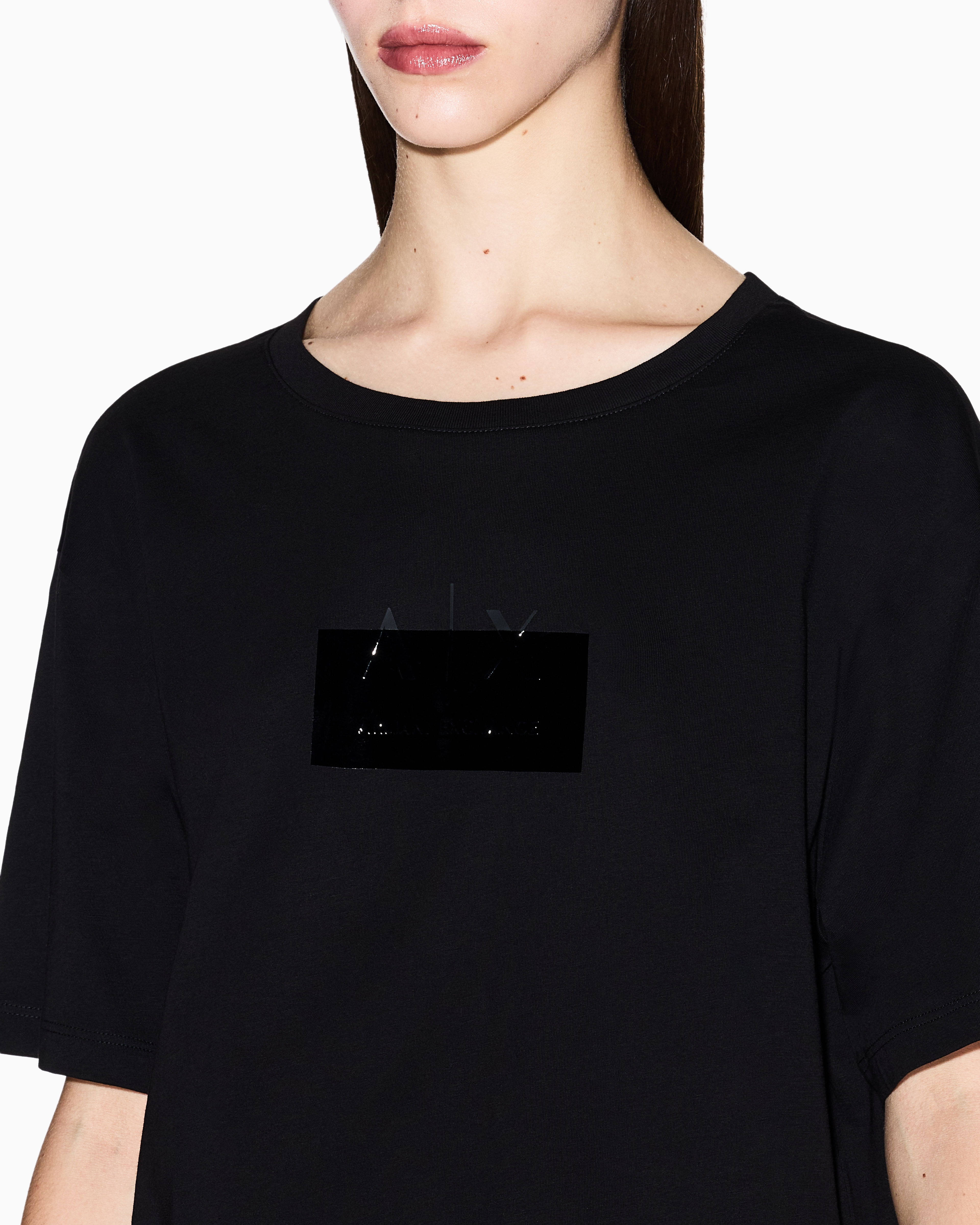 Armani Exchange - Cropped T-Shirts, Woman, Black, Size: