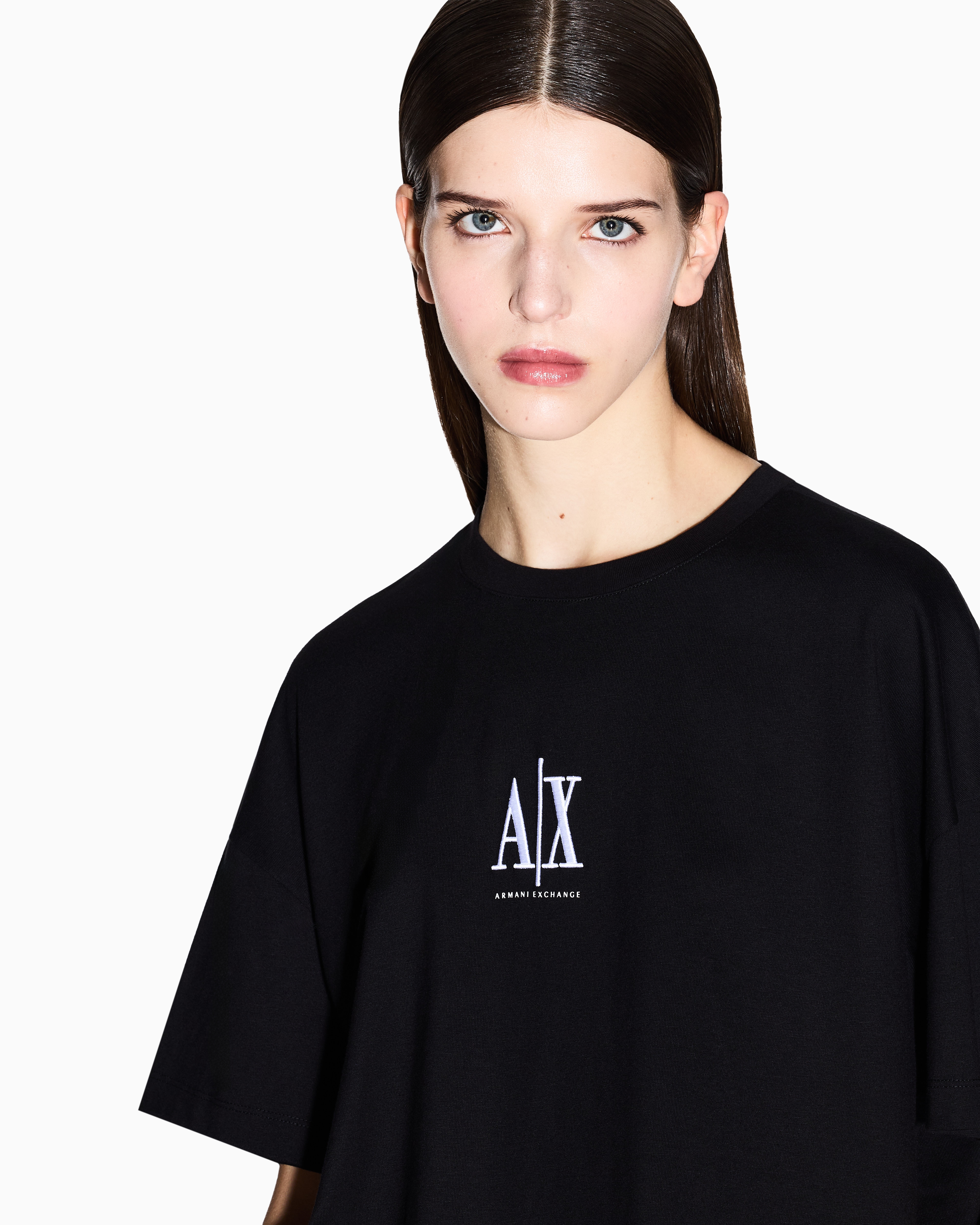 Armani Exchange -  Heavy cotton relaxed t-shirt, Woman, Black, Size:
