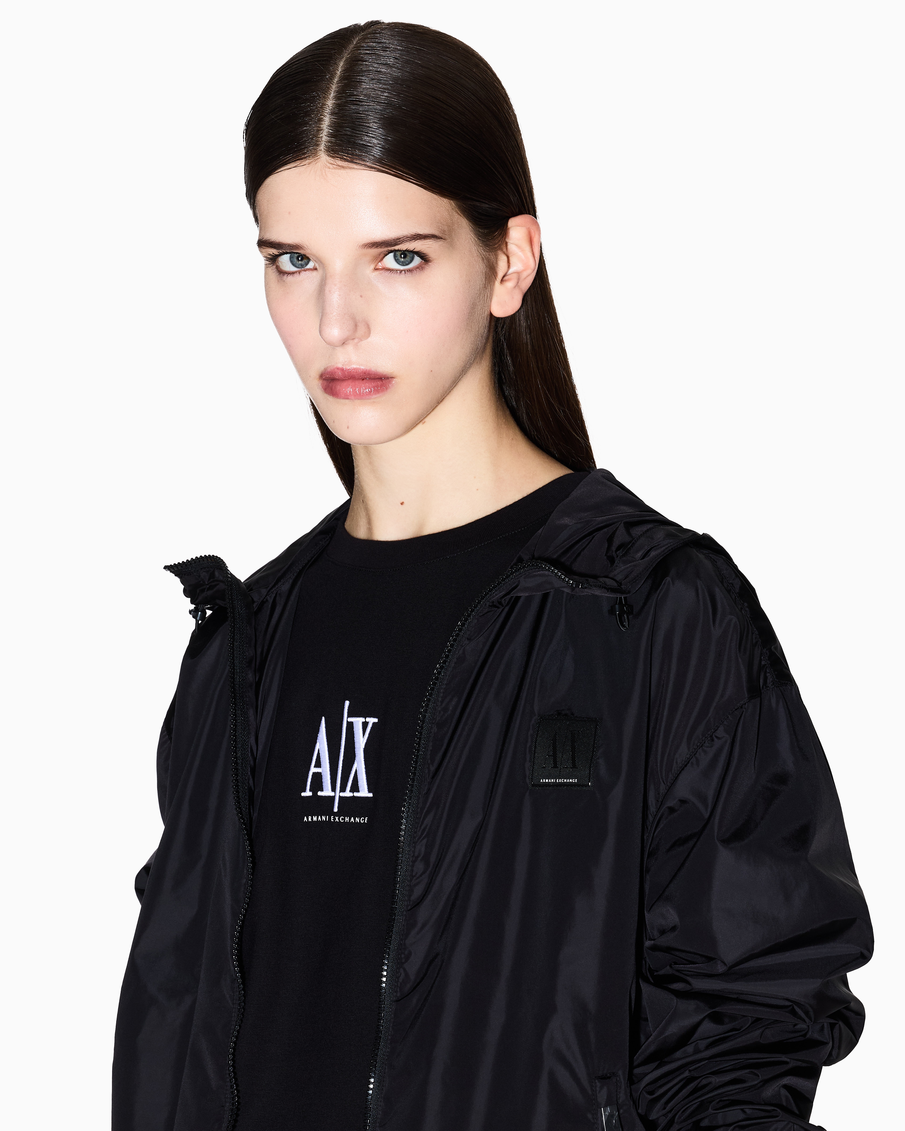 Armani Exchange - Windbreakers, Woman, Black, Size: