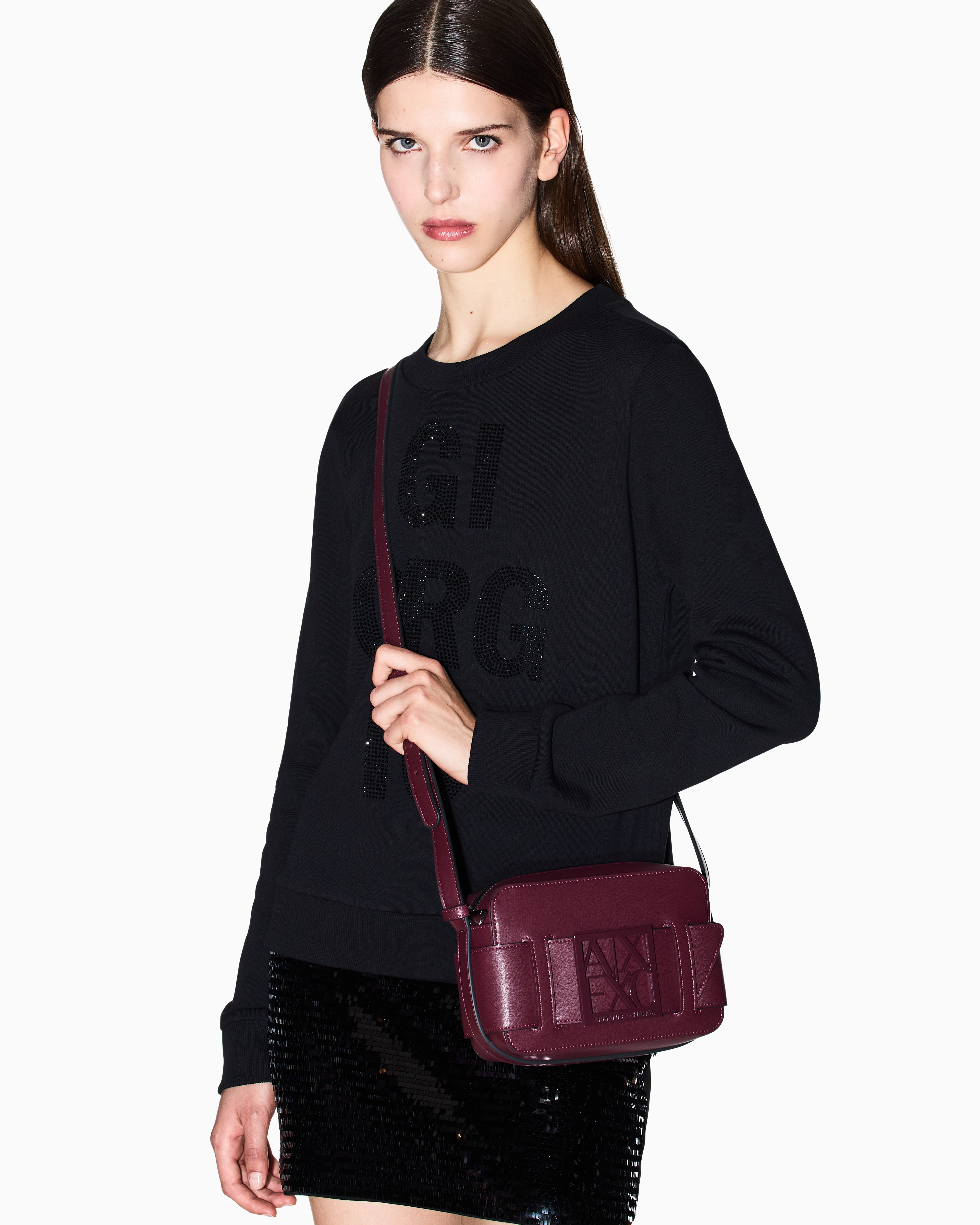 Armani Exchange - Crossbody bag with logo, Woman, Burgundy, Size: TU