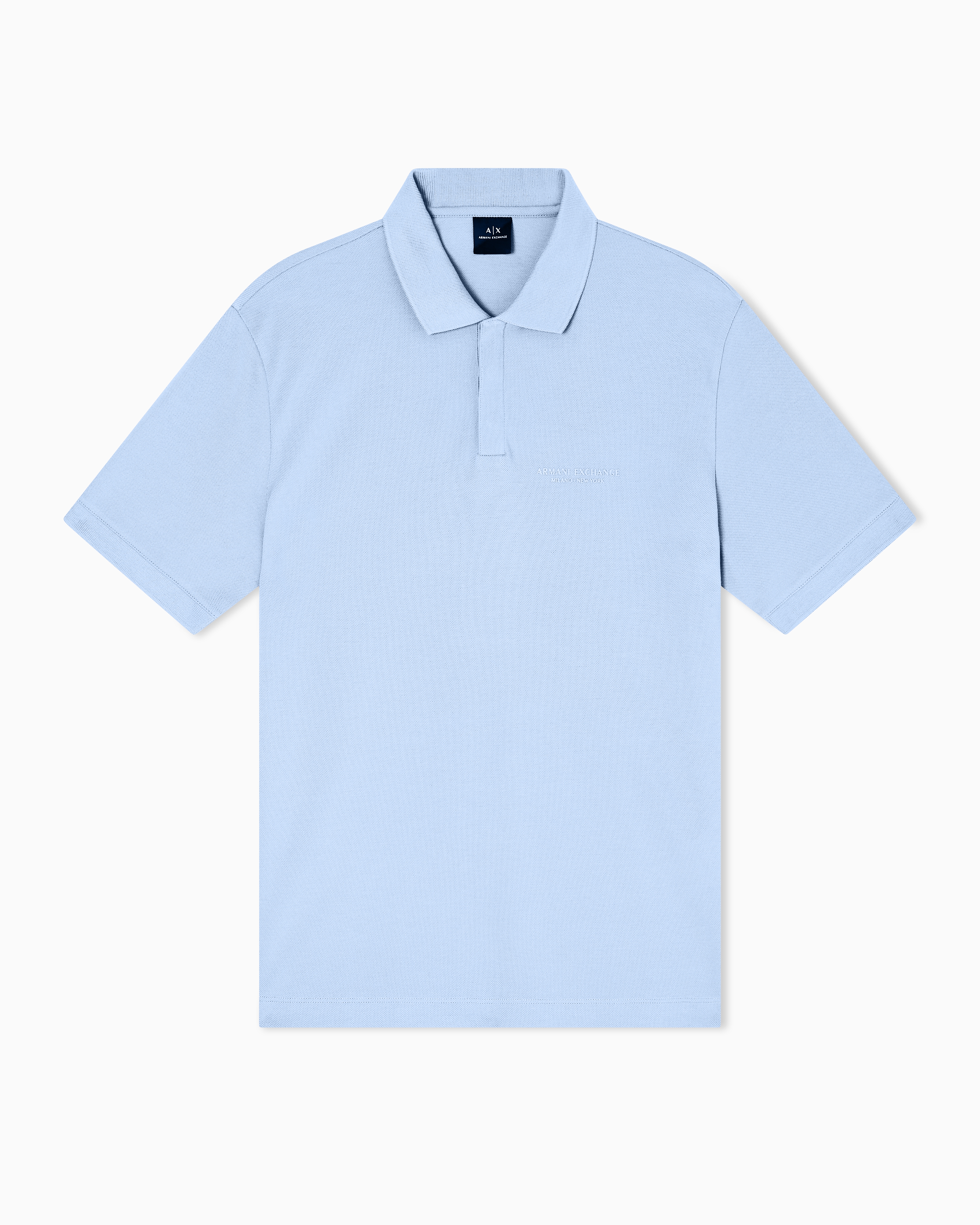 Armani Exchange - Regular fit polo shirt with tone-on-tone logo, Man, Light_blue, Size: