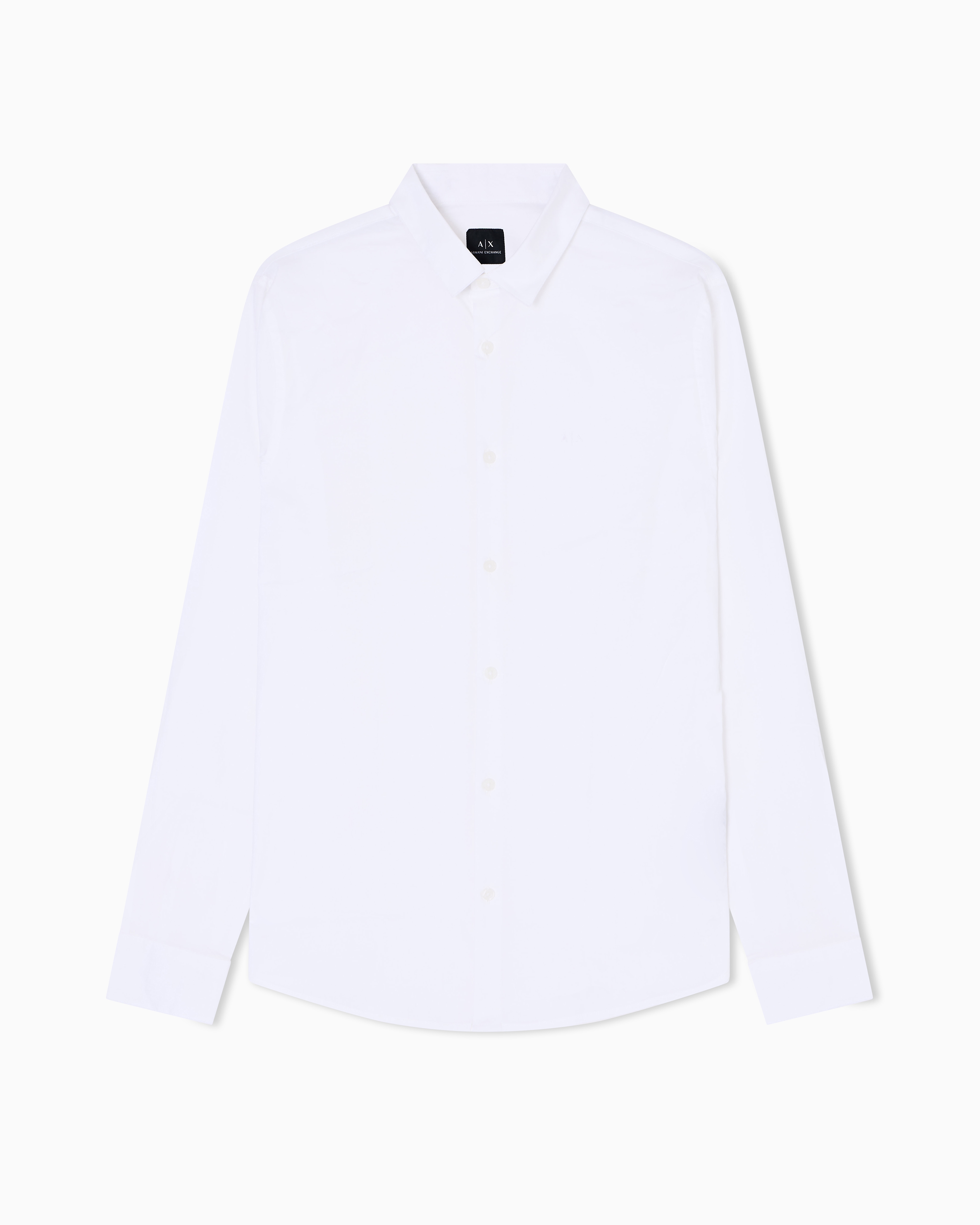 Armani Exchange - Slim fit shirt stretch cotton poplin, Man, White, Size: