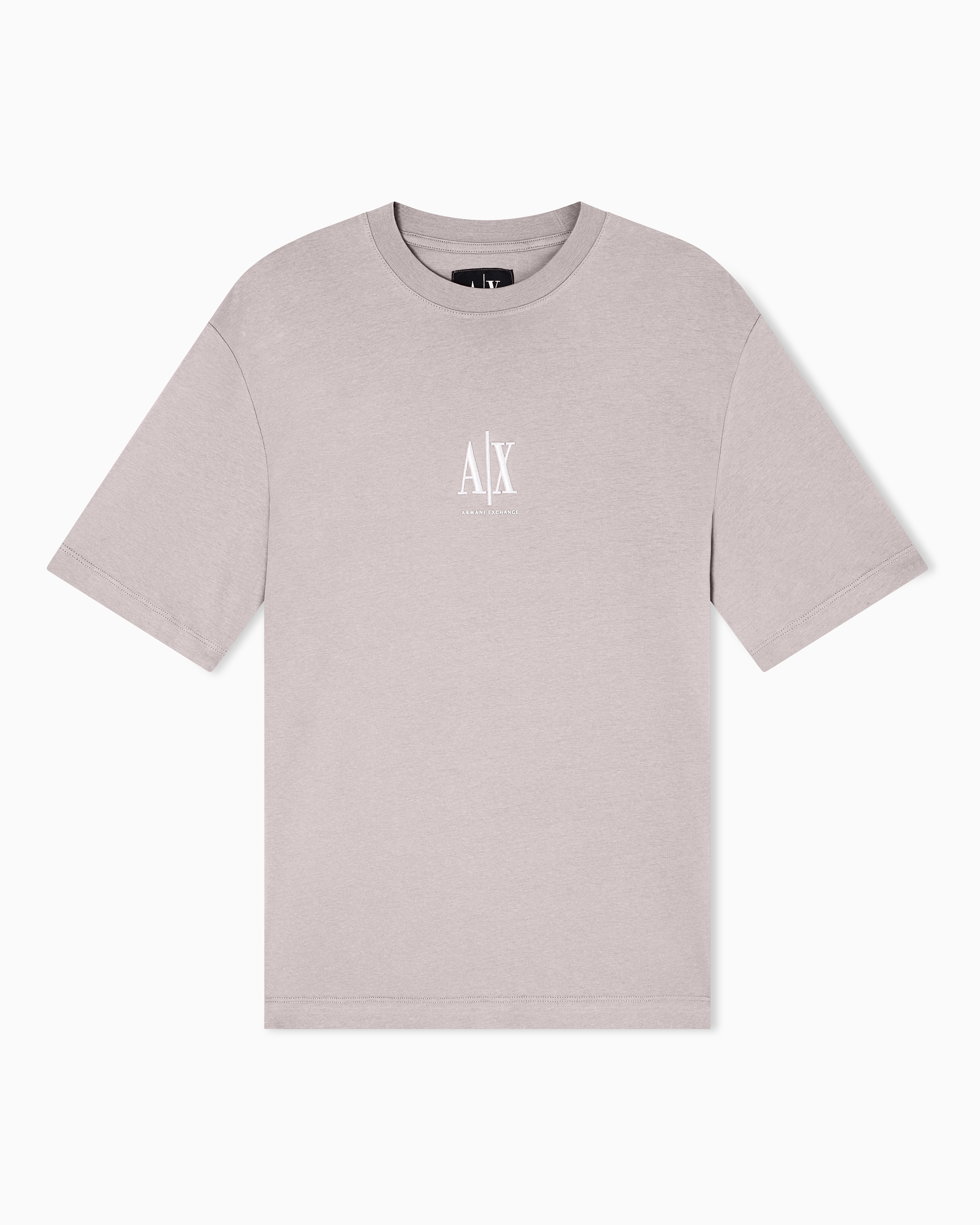 Armani Exchange - Regular fit T-shirt with embroidered logo, Man, Beige, Size: