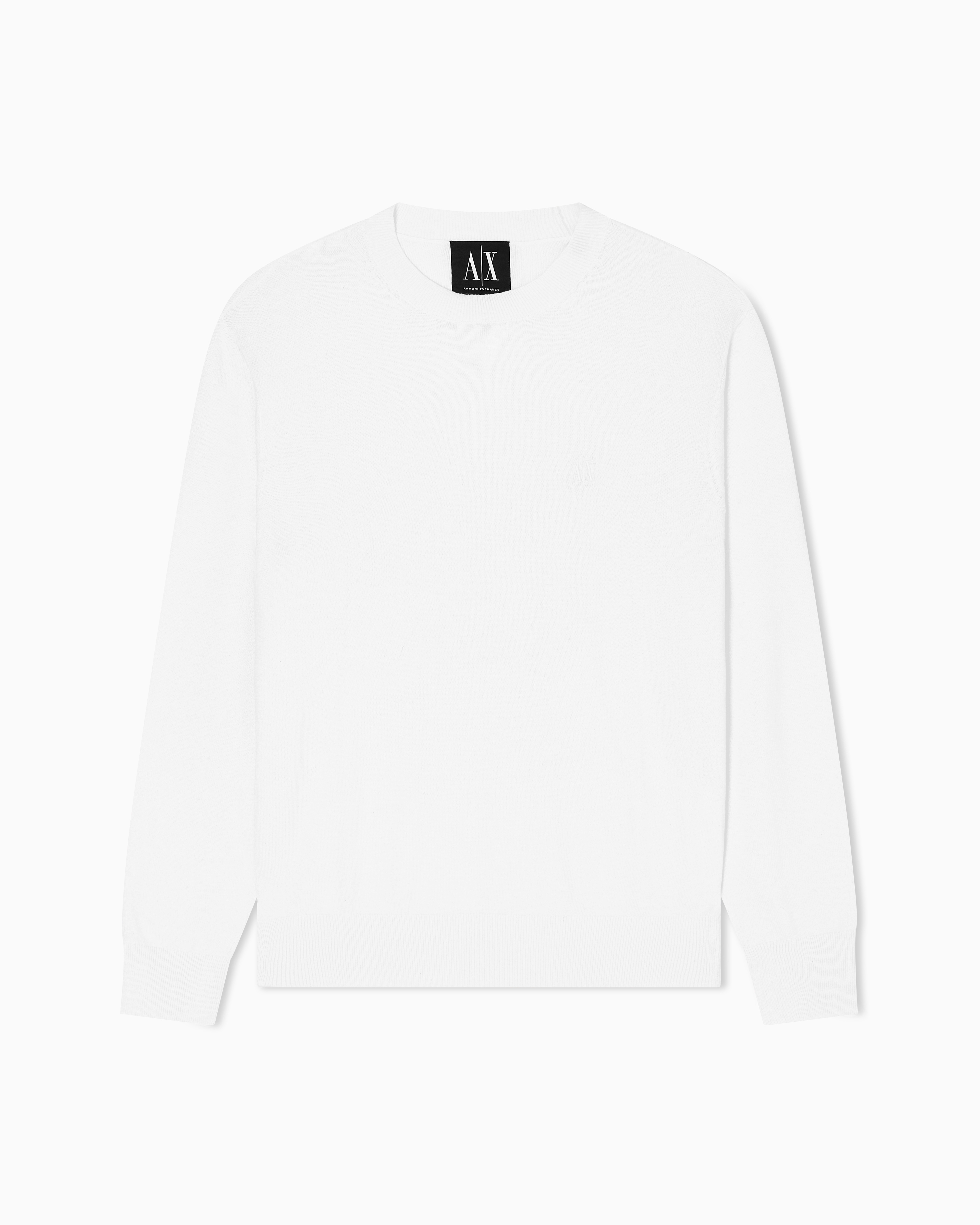 Armani Exchange -  Cotton Blend Crew Neck Sweater, Man, White, Size: M