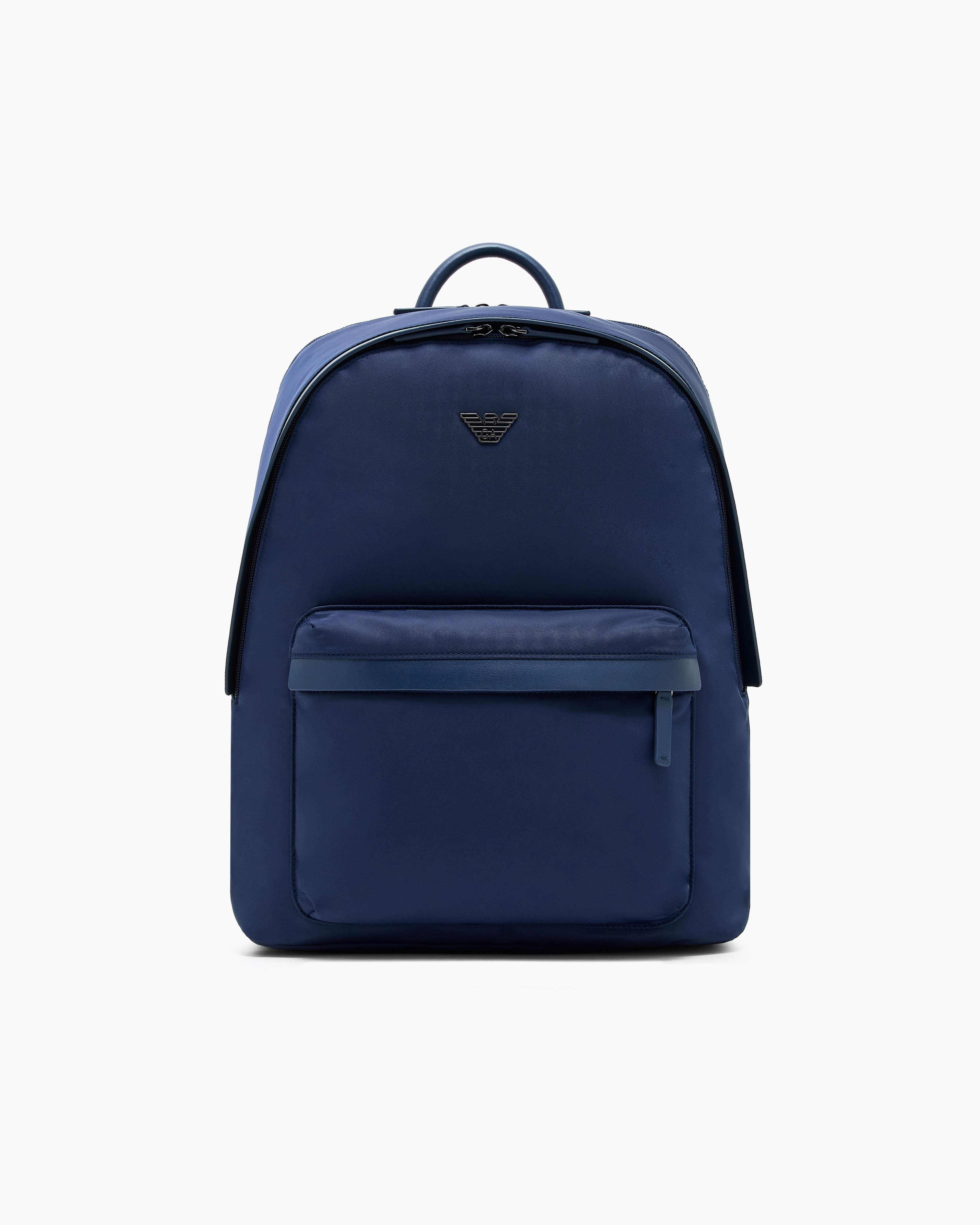 Emporio Armani - ASV recycled nylon round backpack, Man, Blue, Size: TU
