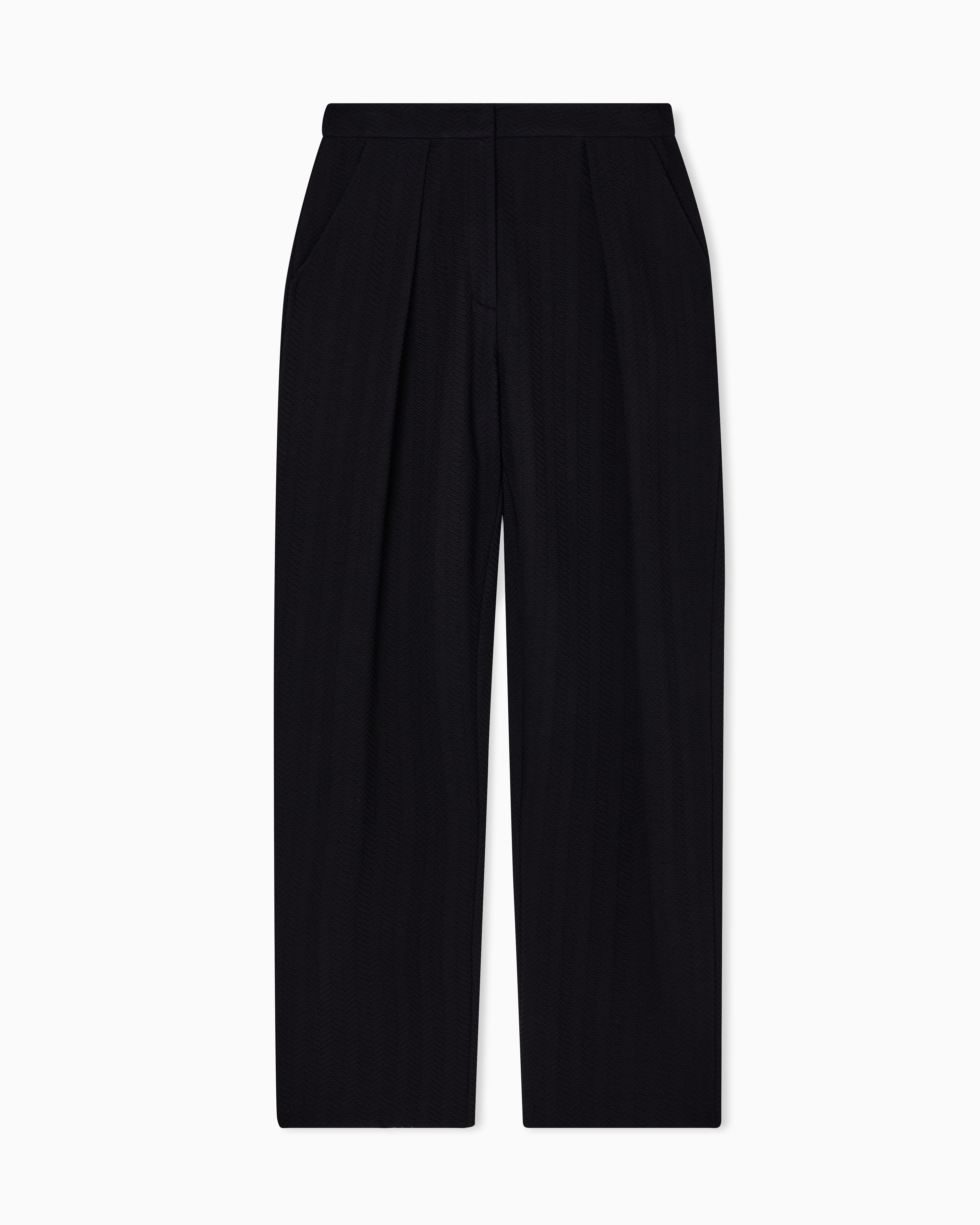 Emporio Armani - ASV chevron motif jersey trousers with pleats, Woman, Black, Size: