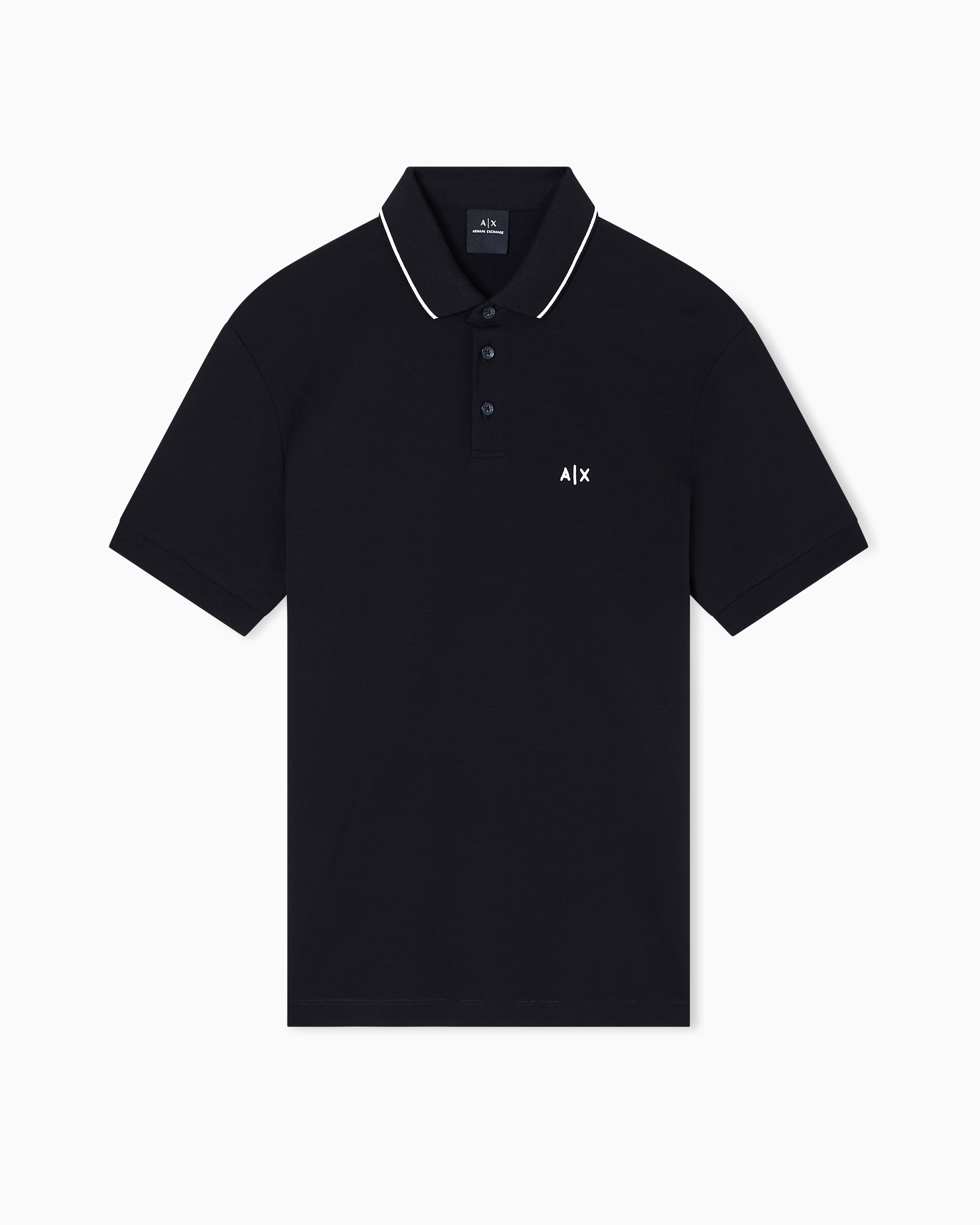 Armani Exchange - Slim fit polo shirt with logo and piping, Man, Black, Size: