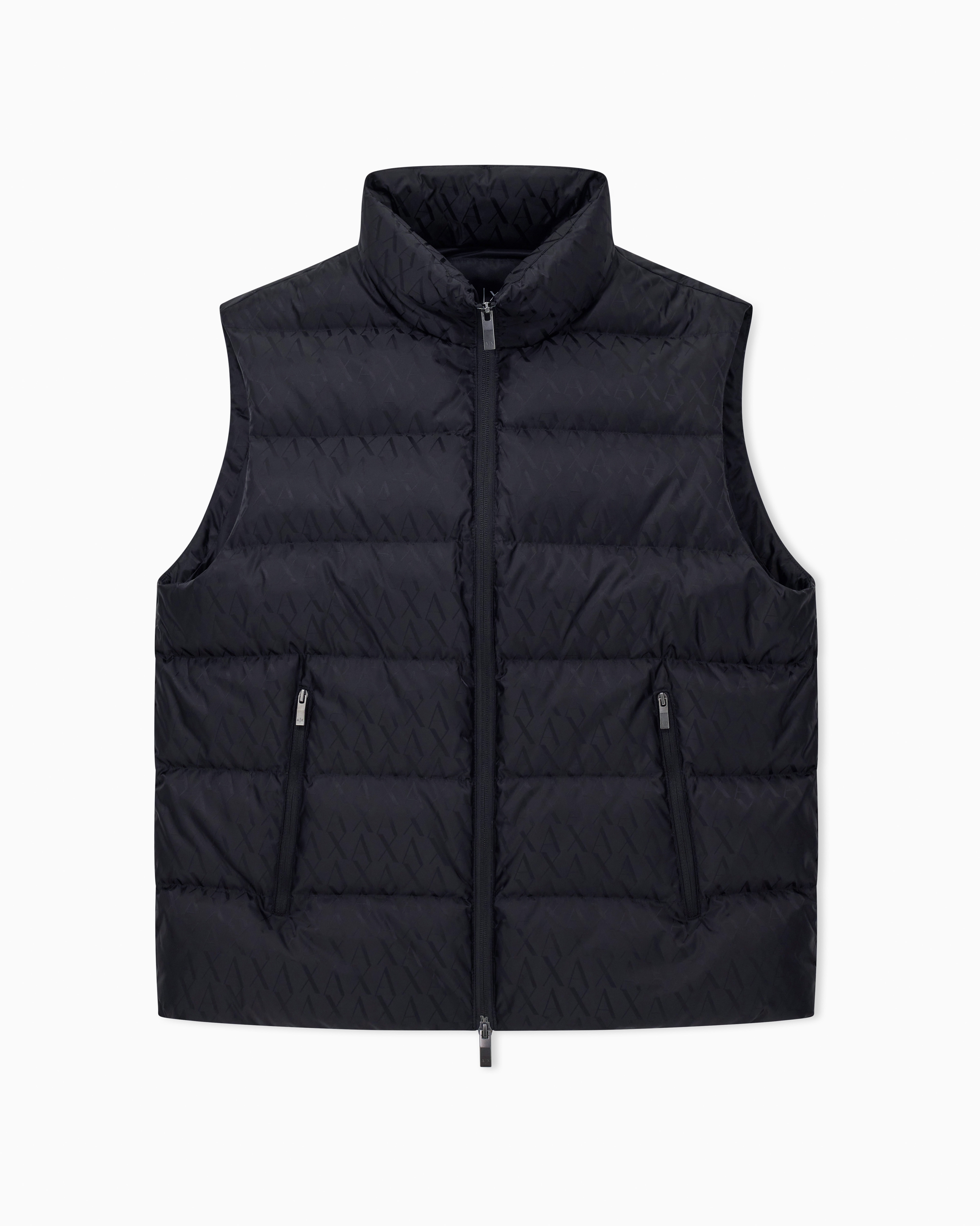 Armani Exchange - Fabric sleeveless with allover logo, Man, Black, Size: