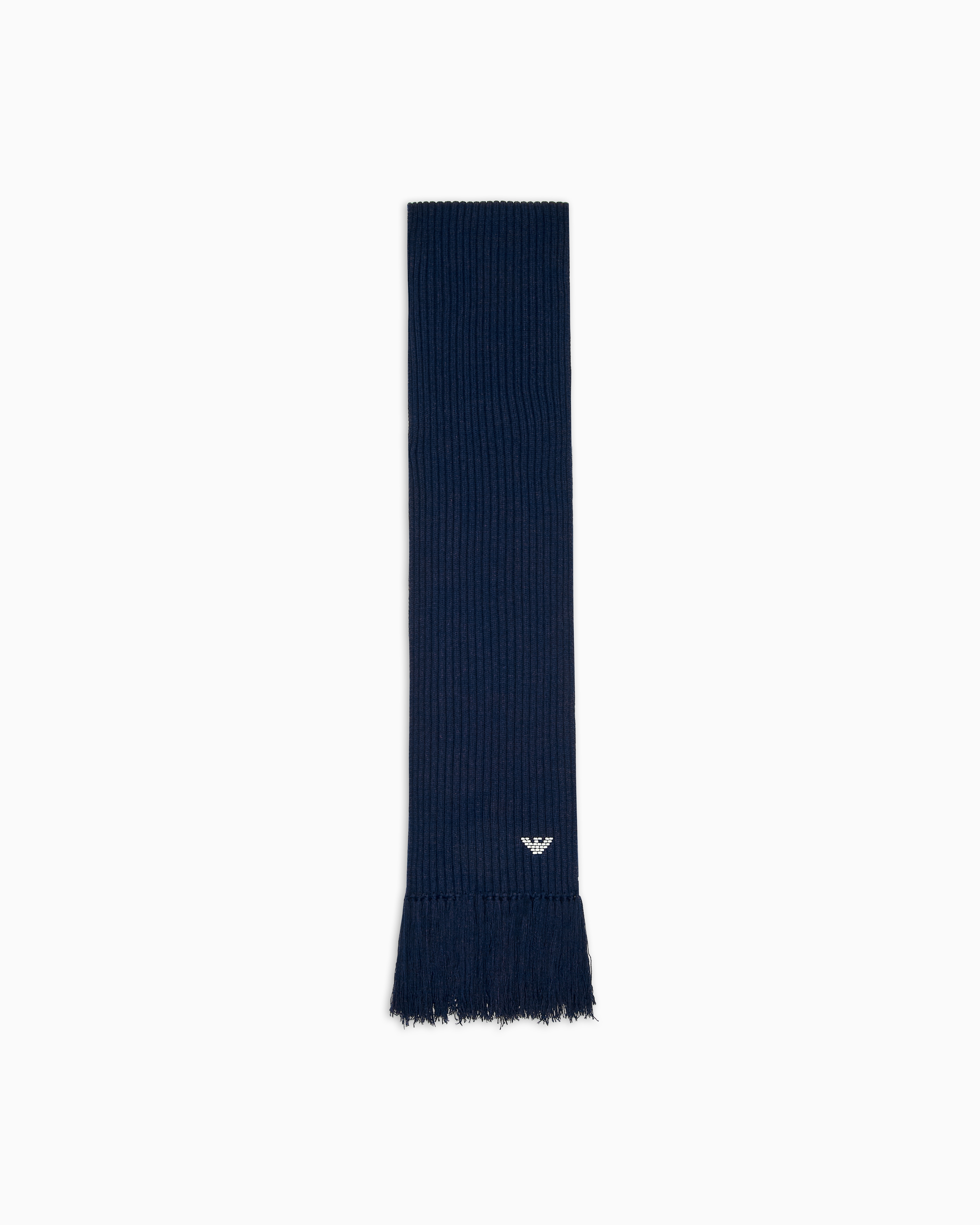 Emporio Armani - ASV New York capsule collection ribbed wool-blend scarf, Man, Navy Blue, Size: TU