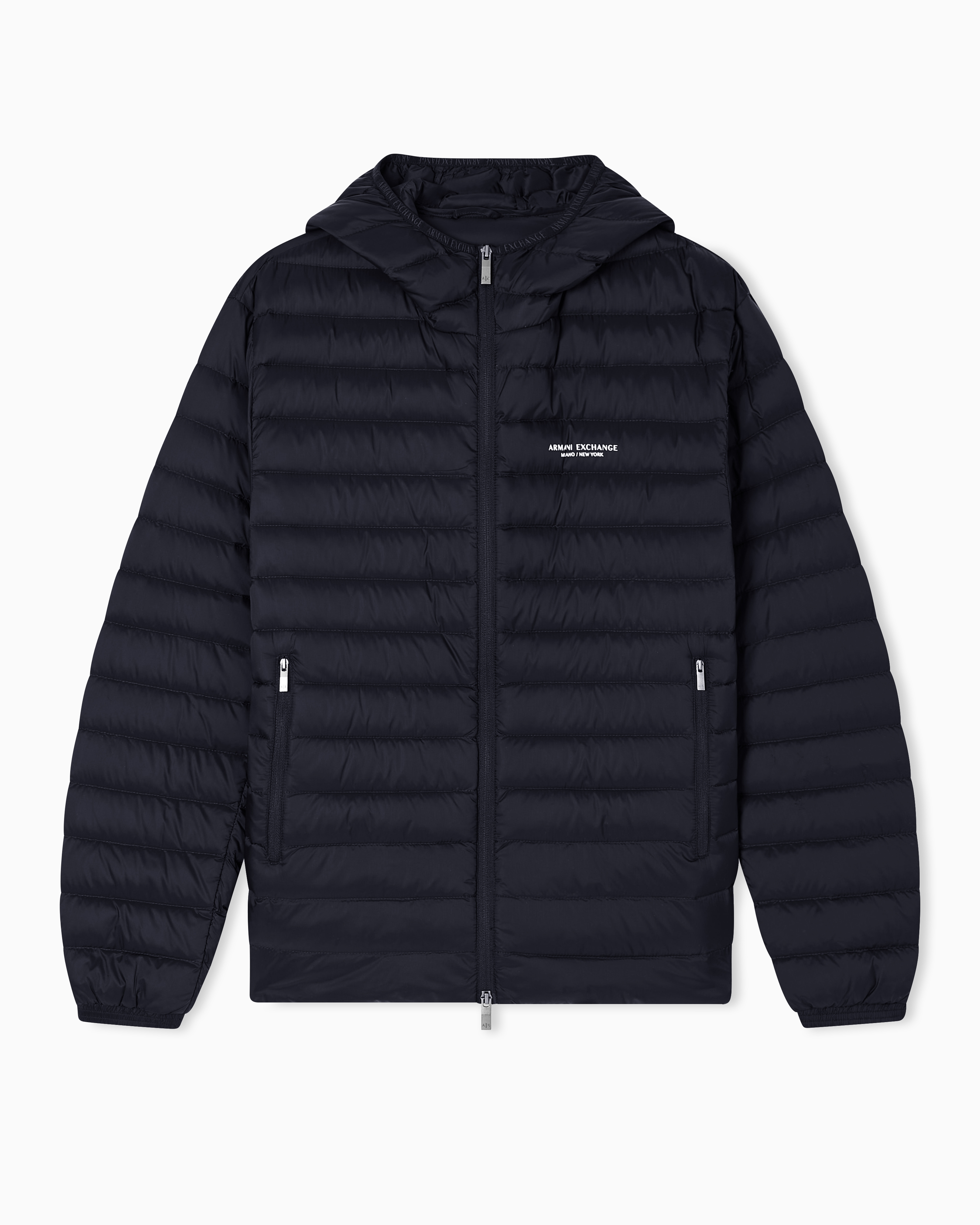 Armani Exchange - Full zip down jacket with hood, Man, Black, Size: