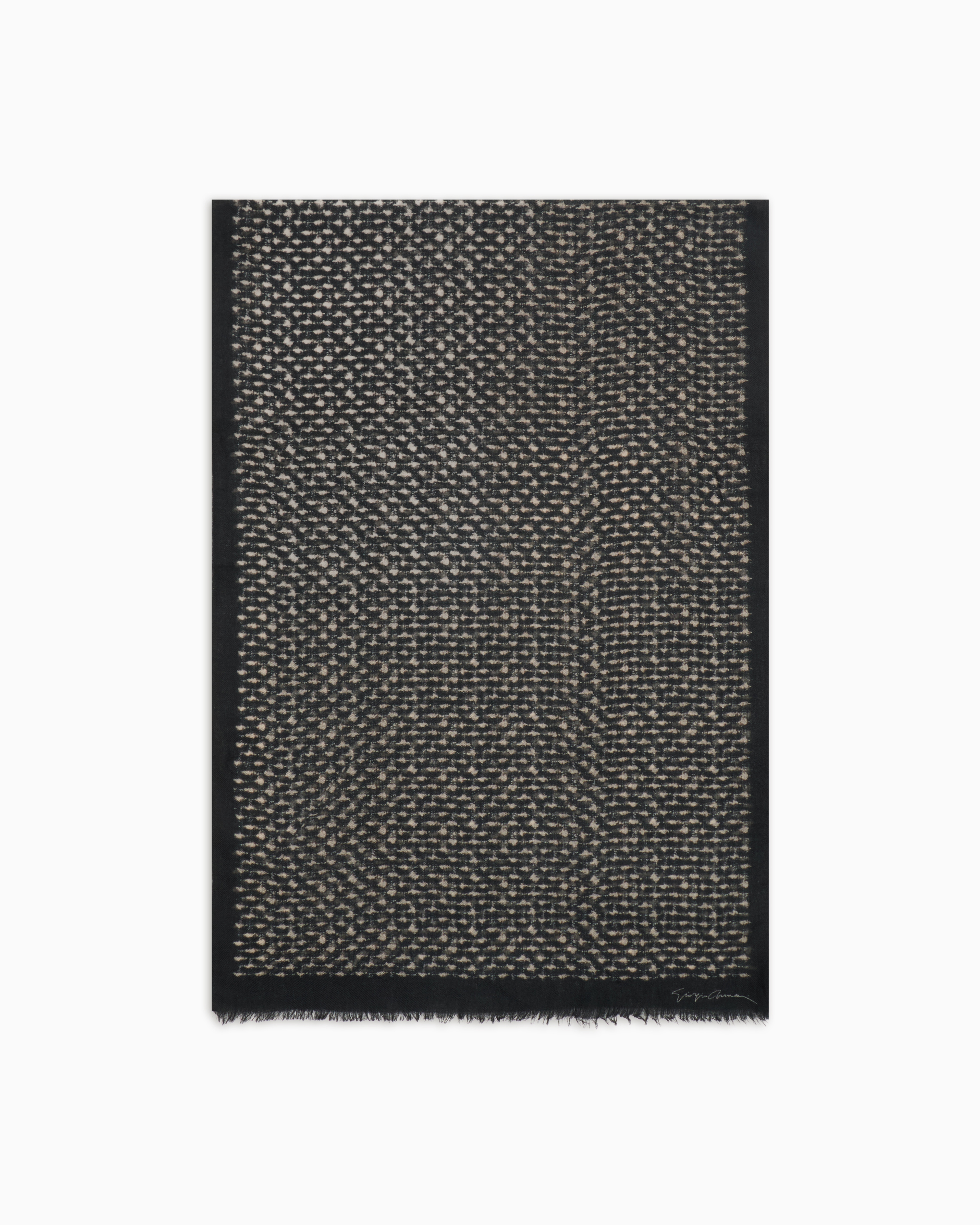 Giorgio Armani Étole En Cachemire Jacquard In Black