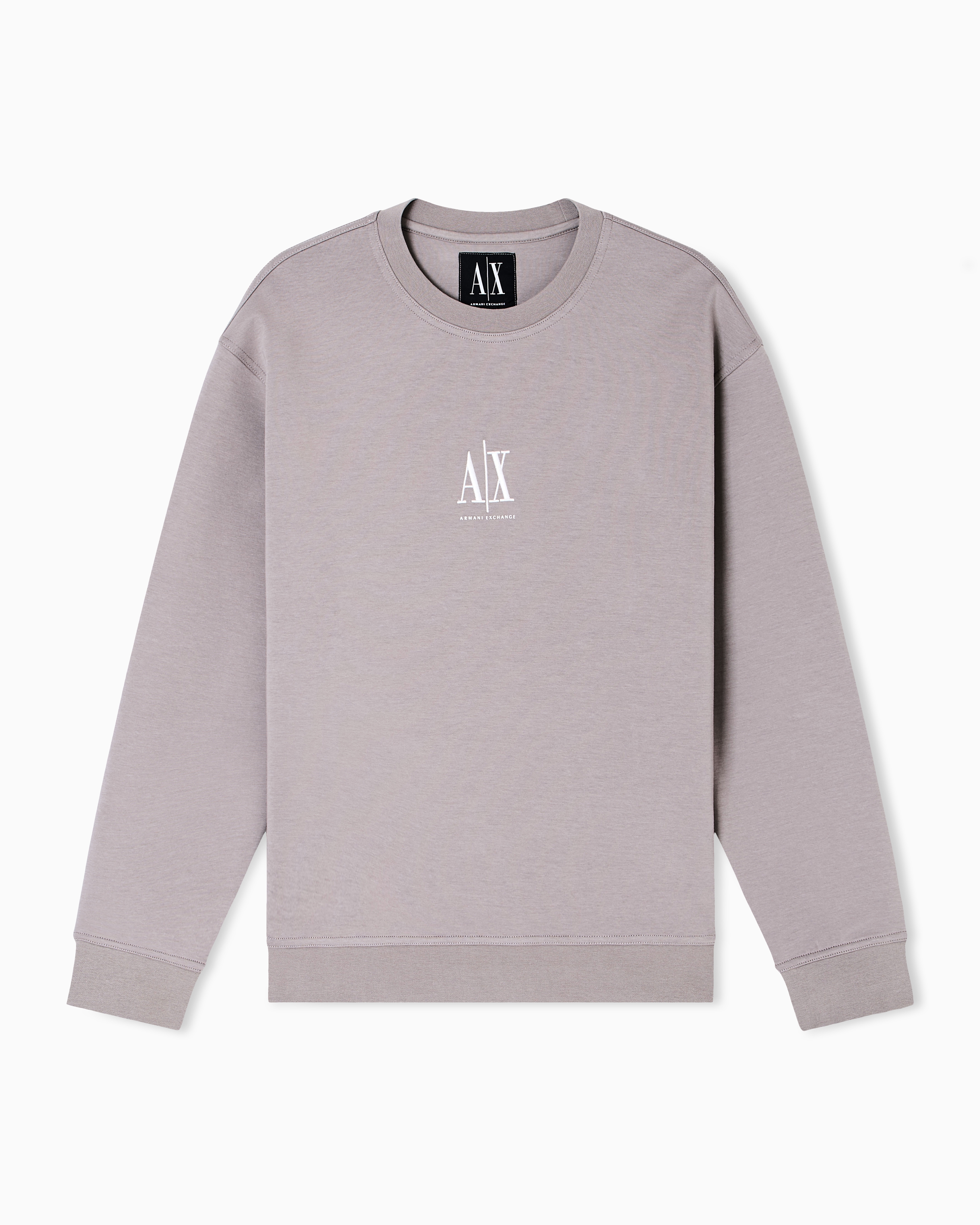 Armani Exchange - Crewneck sweatshirt with embroidered logo, Man, Beige, Size: