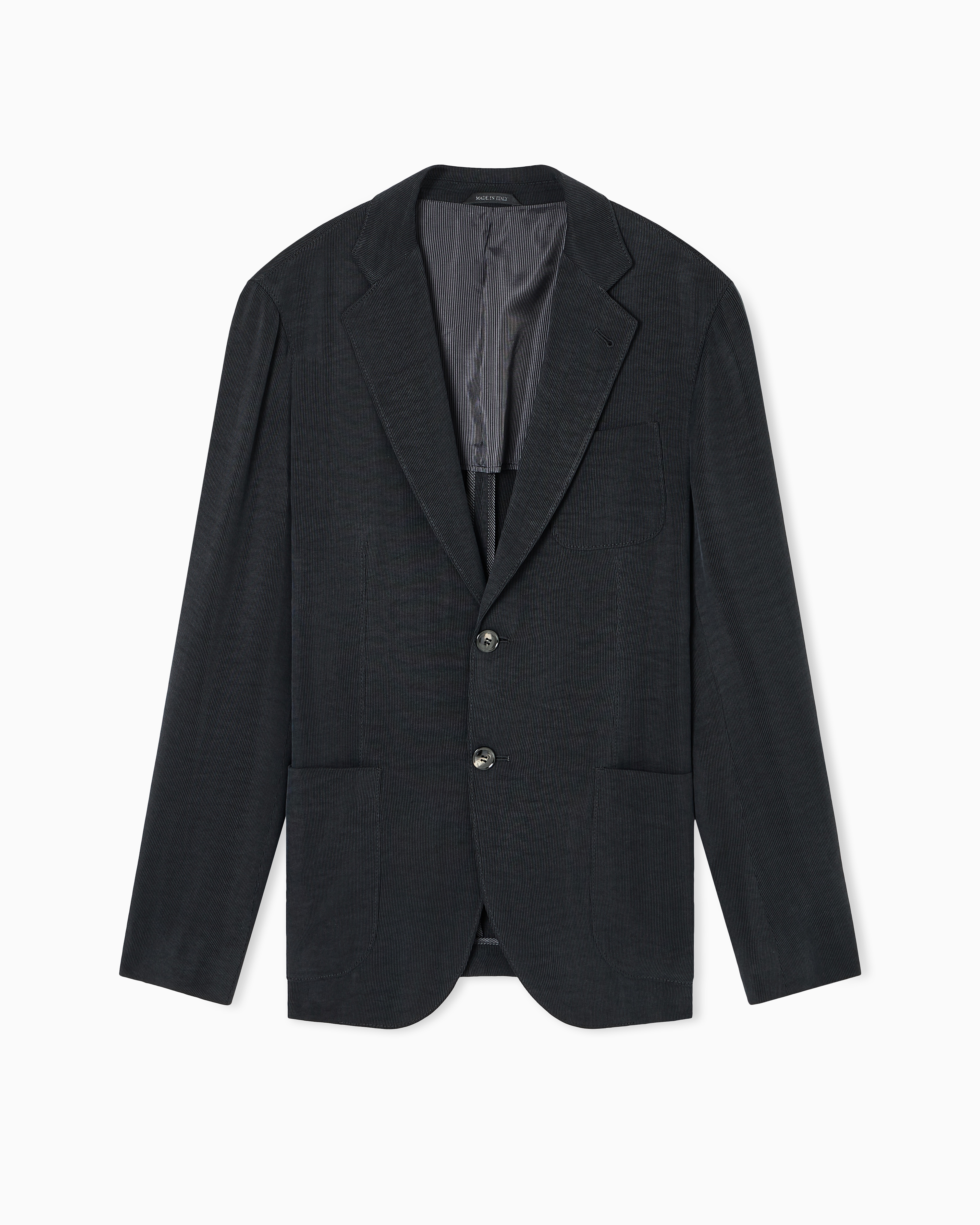 Giorgio Armani Asv Upton Line Single-breasted Canneté Cupro Jacket In Black