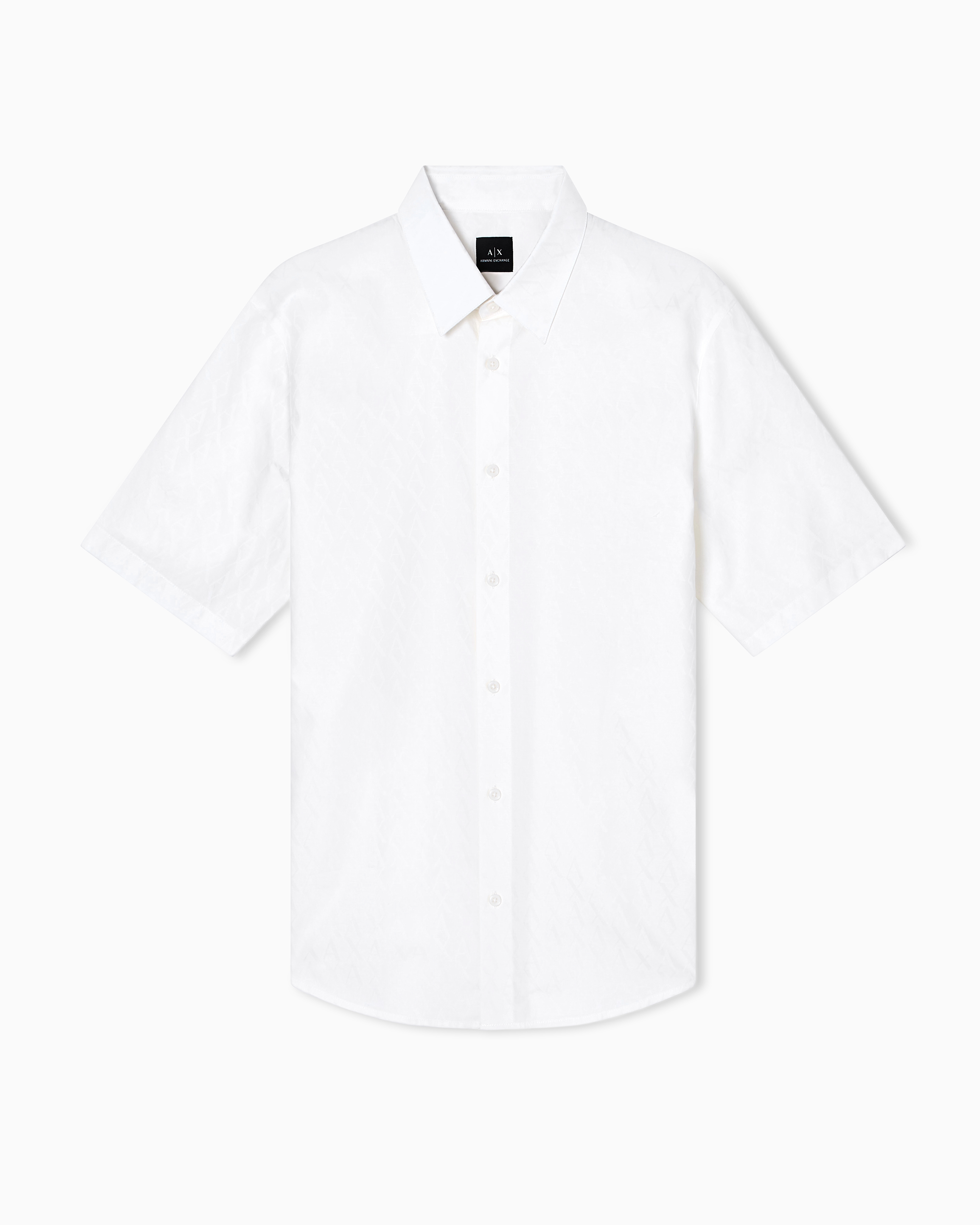 Armani Exchange - Short-sleeved cotton jacquard shirt, Man, White, Size: