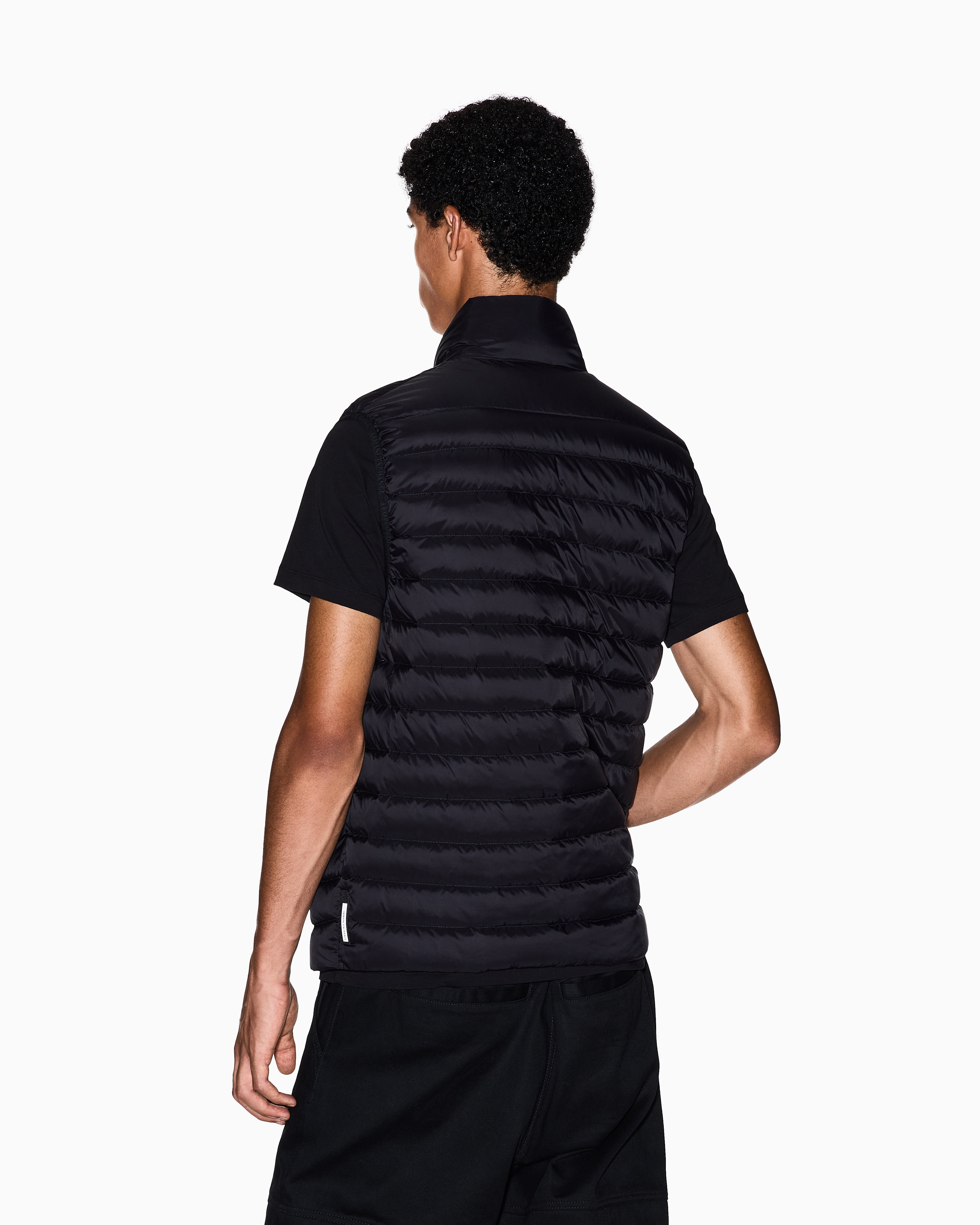 Armani Exchange - Full zip sleeveless down jacket, Man, Black, Size: