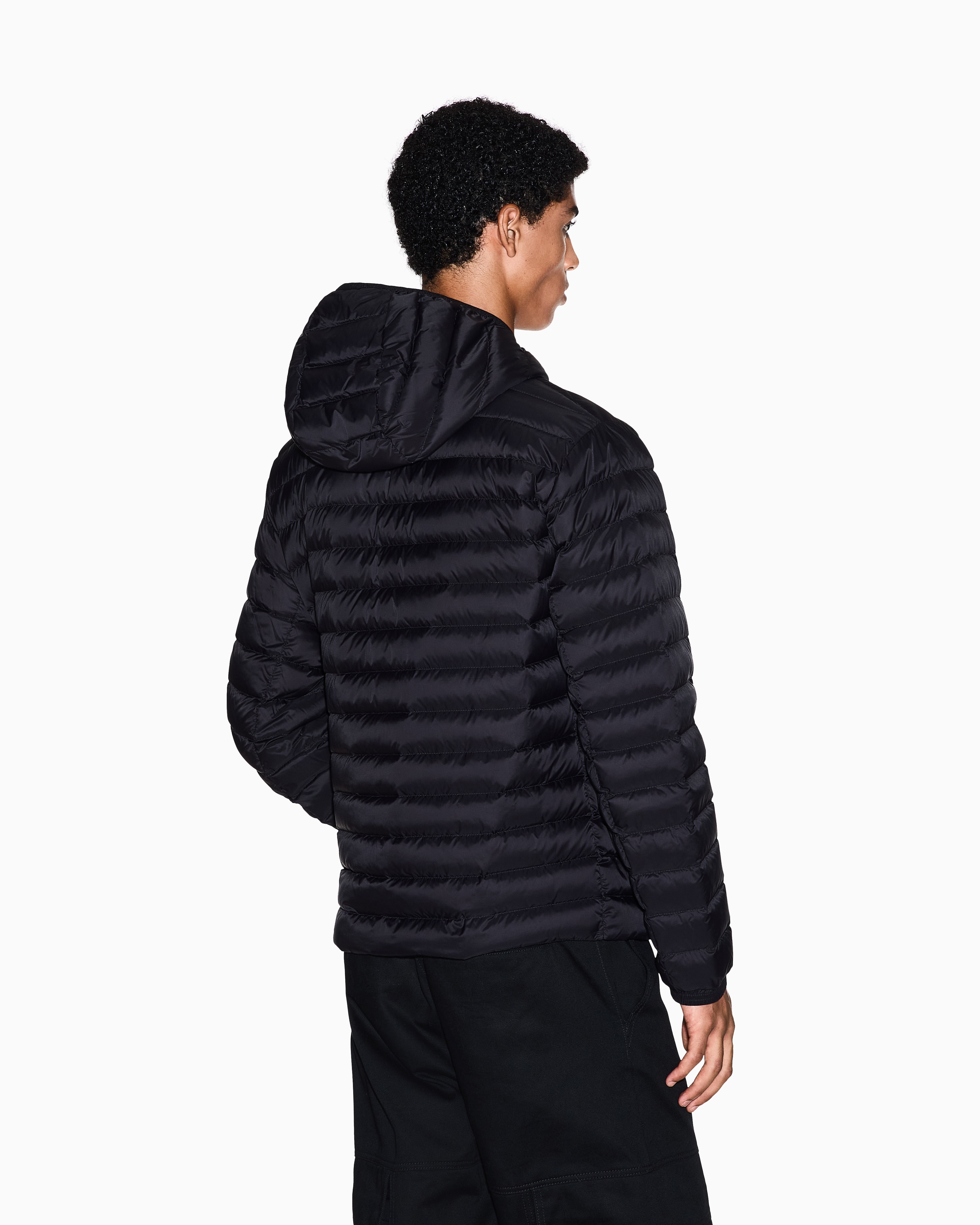 Armani Exchange - Full zip down jacket with hood, Man, Black, Size: