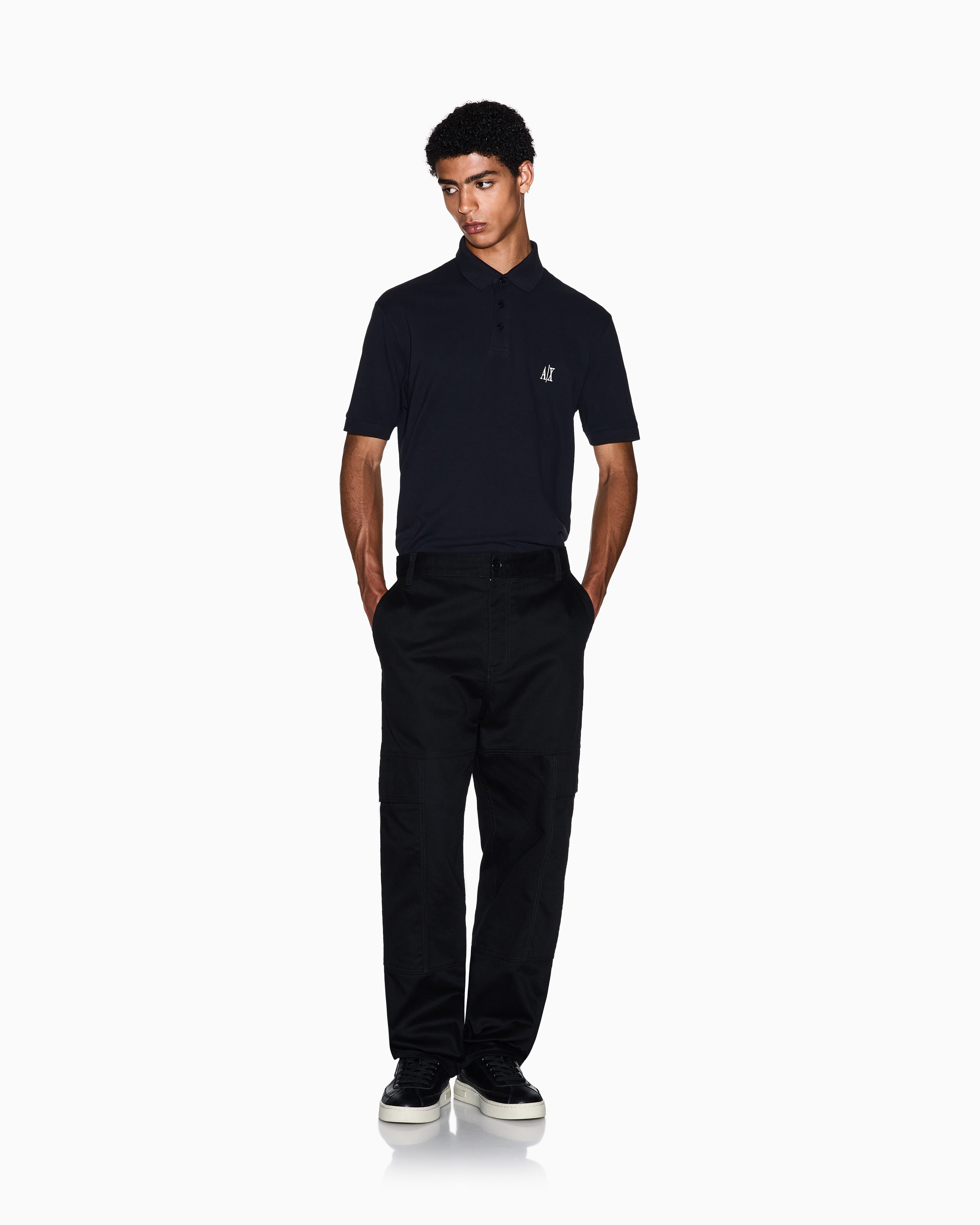 Armani Exchange - Regular fit cotton polo with logo, Man, Navy Blue, Size: