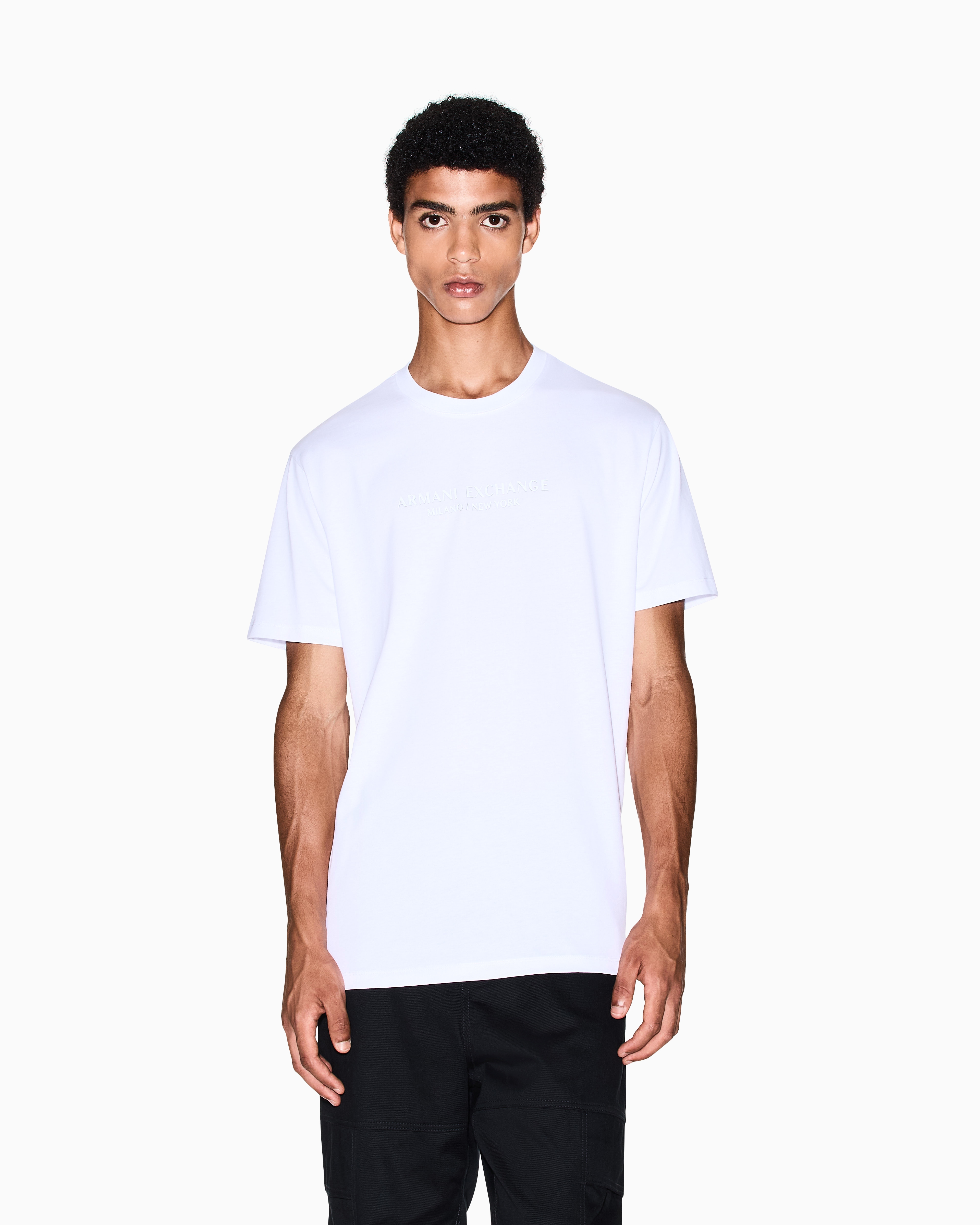 Armani Exchange - Regular fit T-shirt with logo, Man, White, Size: