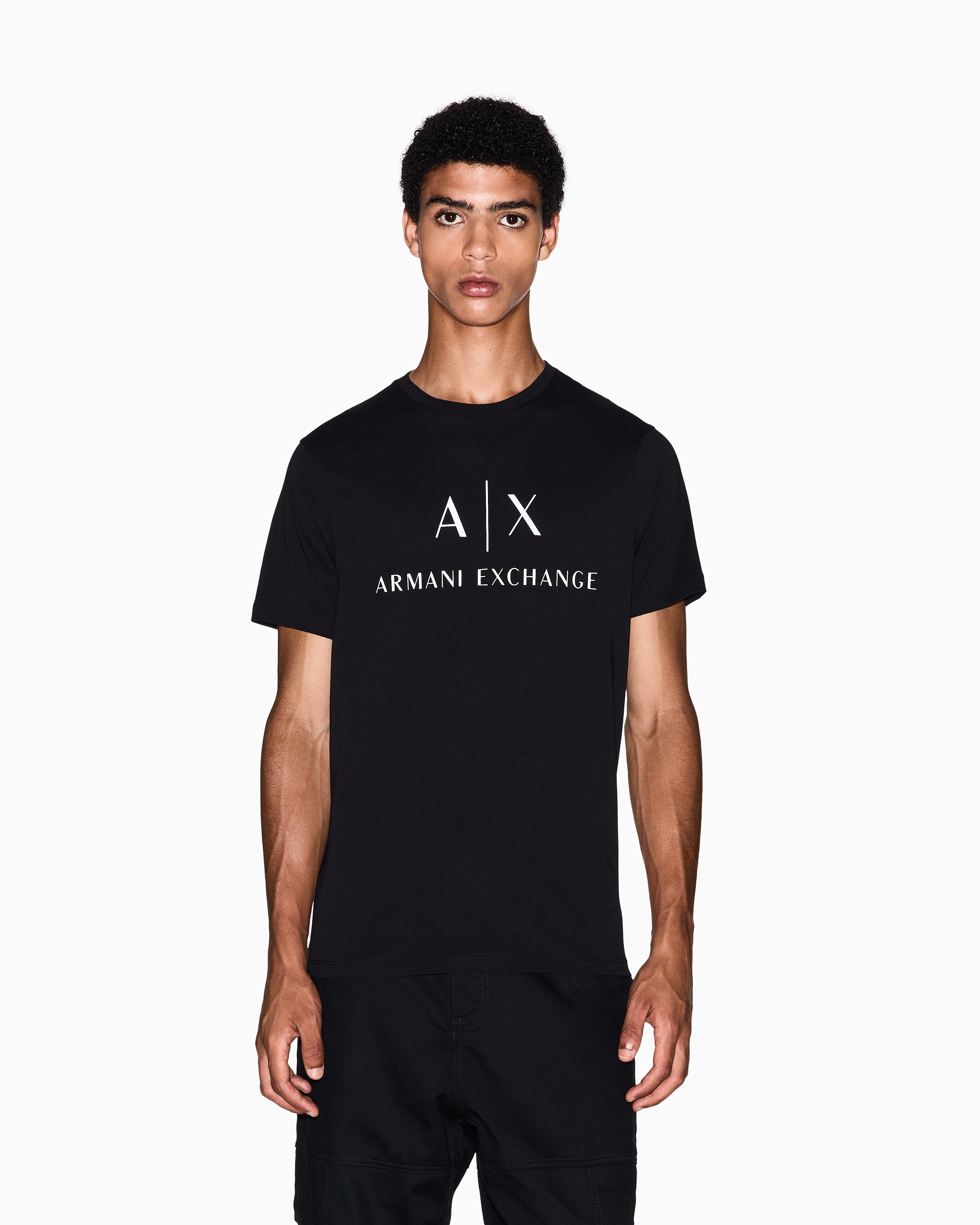 Armani Exchange - Slim fit jersey T-shirt with logo, Man, Black, Size: