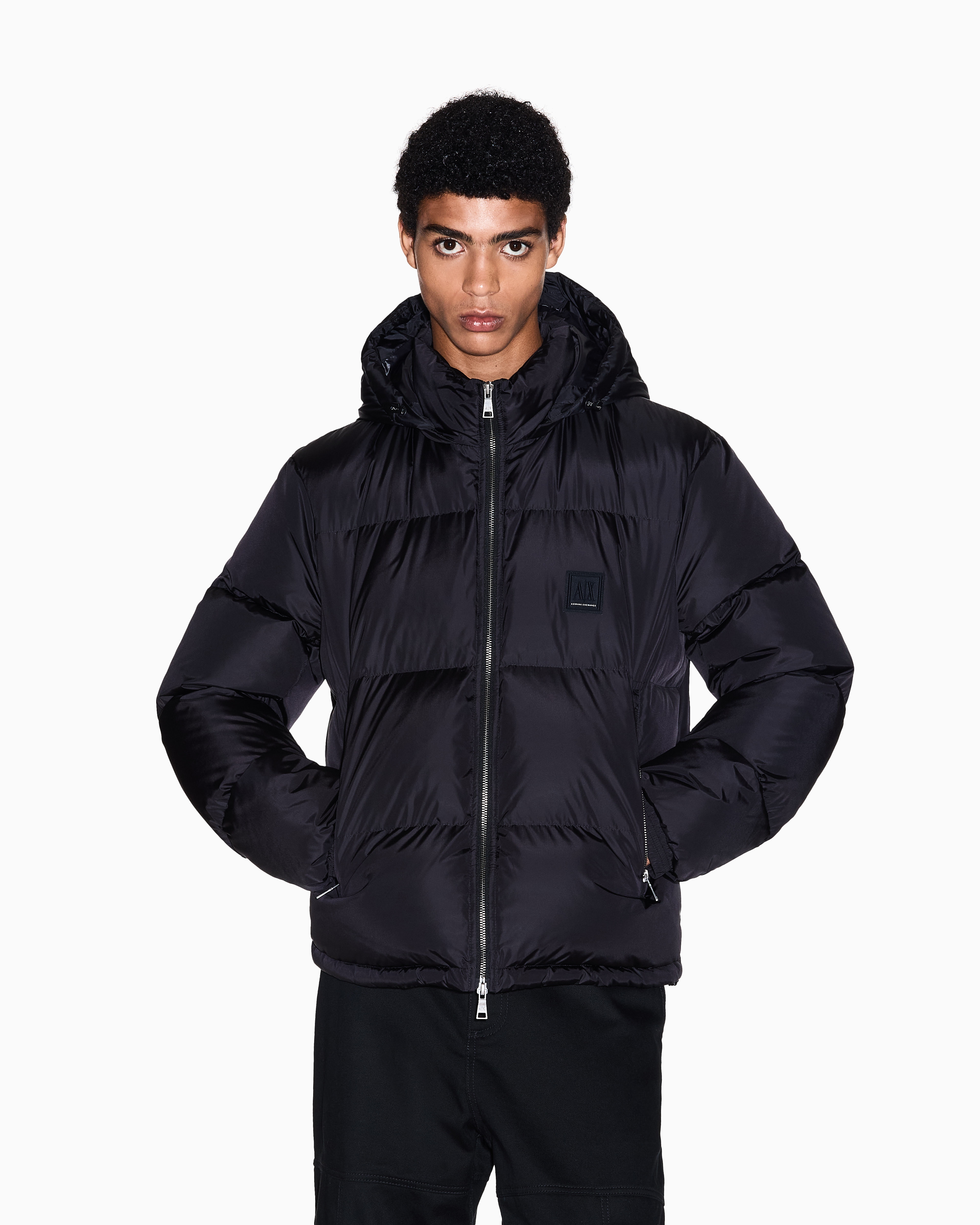 Armani Exchange - Padded jacket with hood, Man, Black, Size: