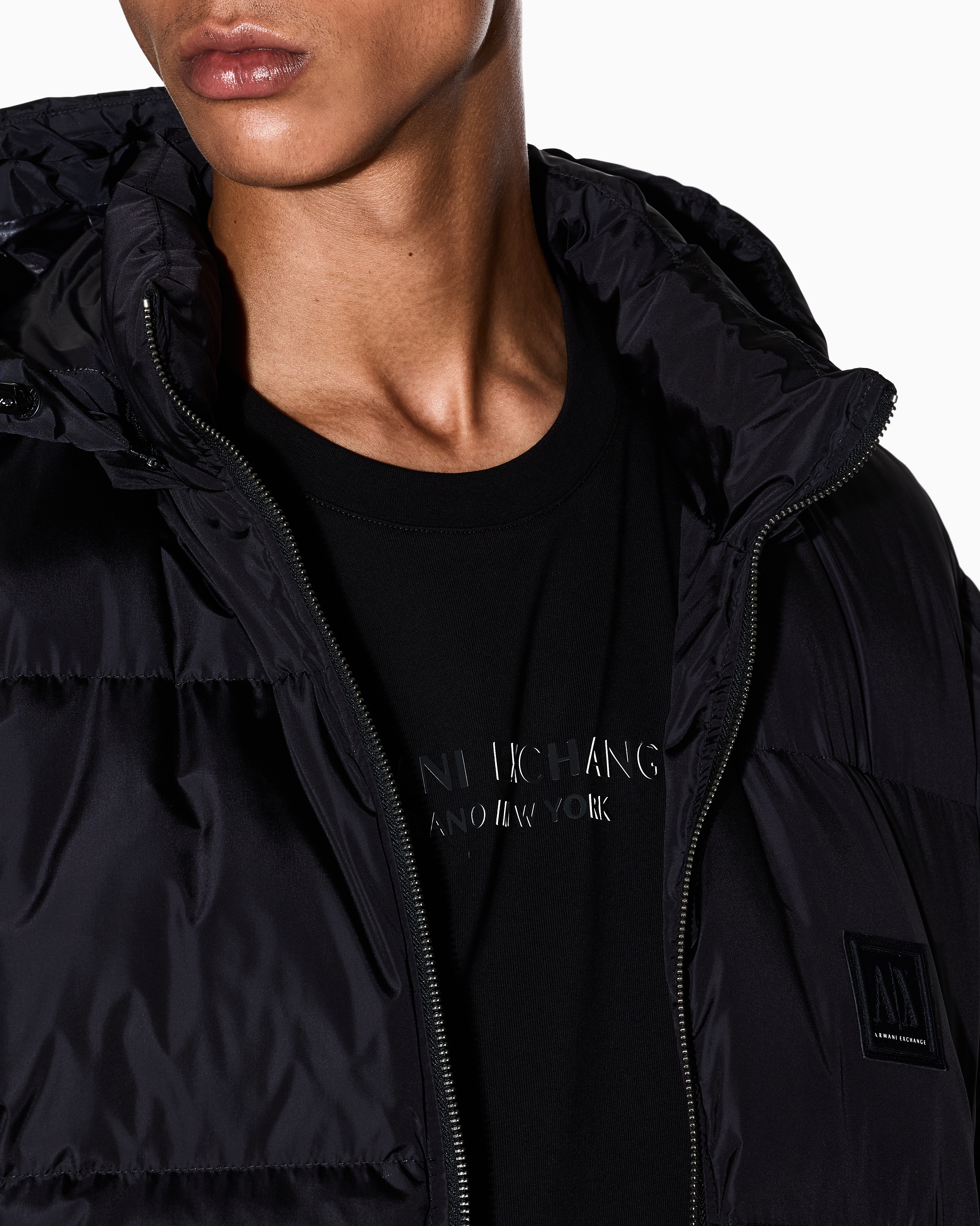 Armani Exchange - Regular fit T-shirt with logo, Man, Black, Size: