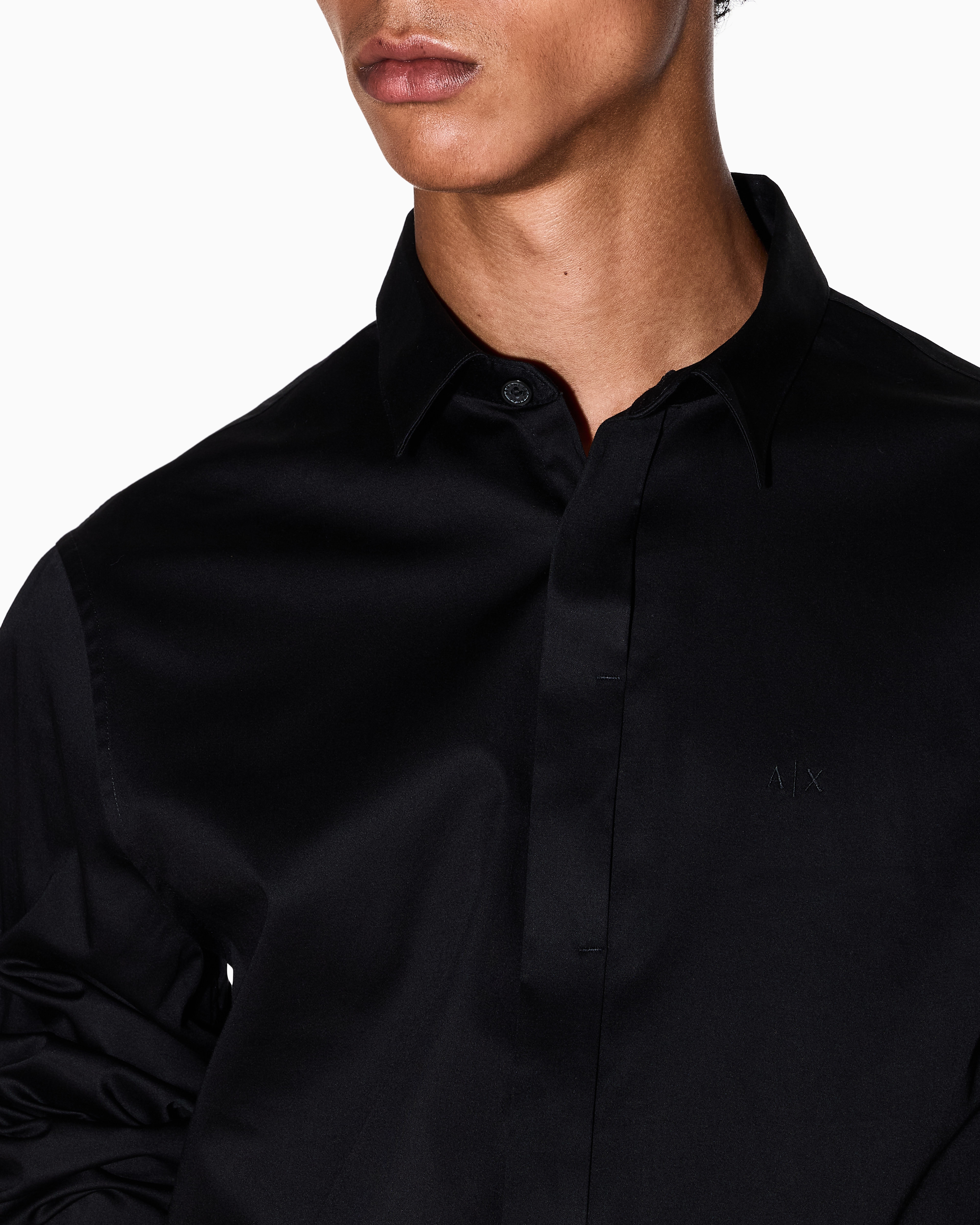 Armani Exchange - Slim fit cotton shirt, Man, Black, Size: