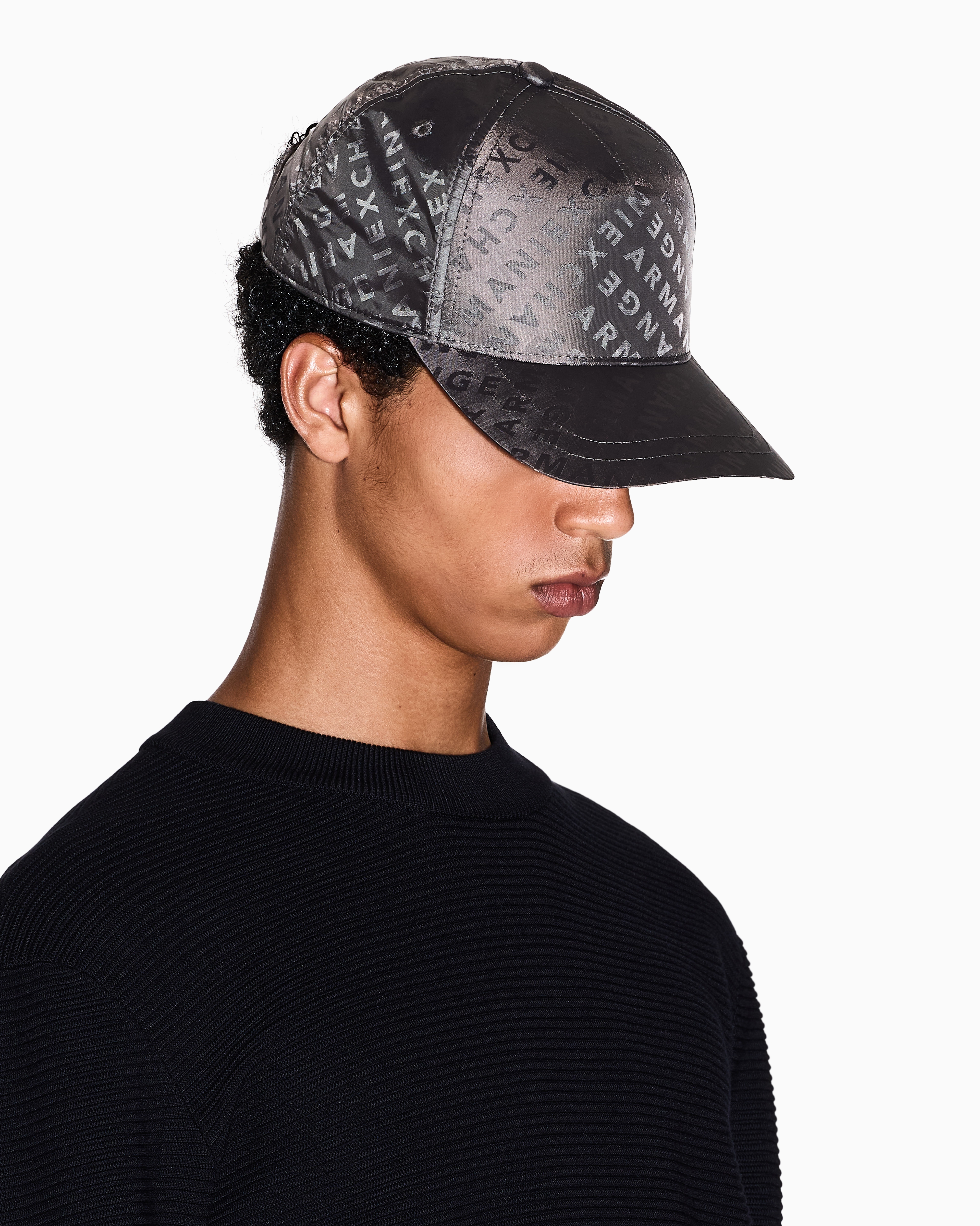 Armani Exchange - Hat with allover logo, Man, Grey, Size: TU