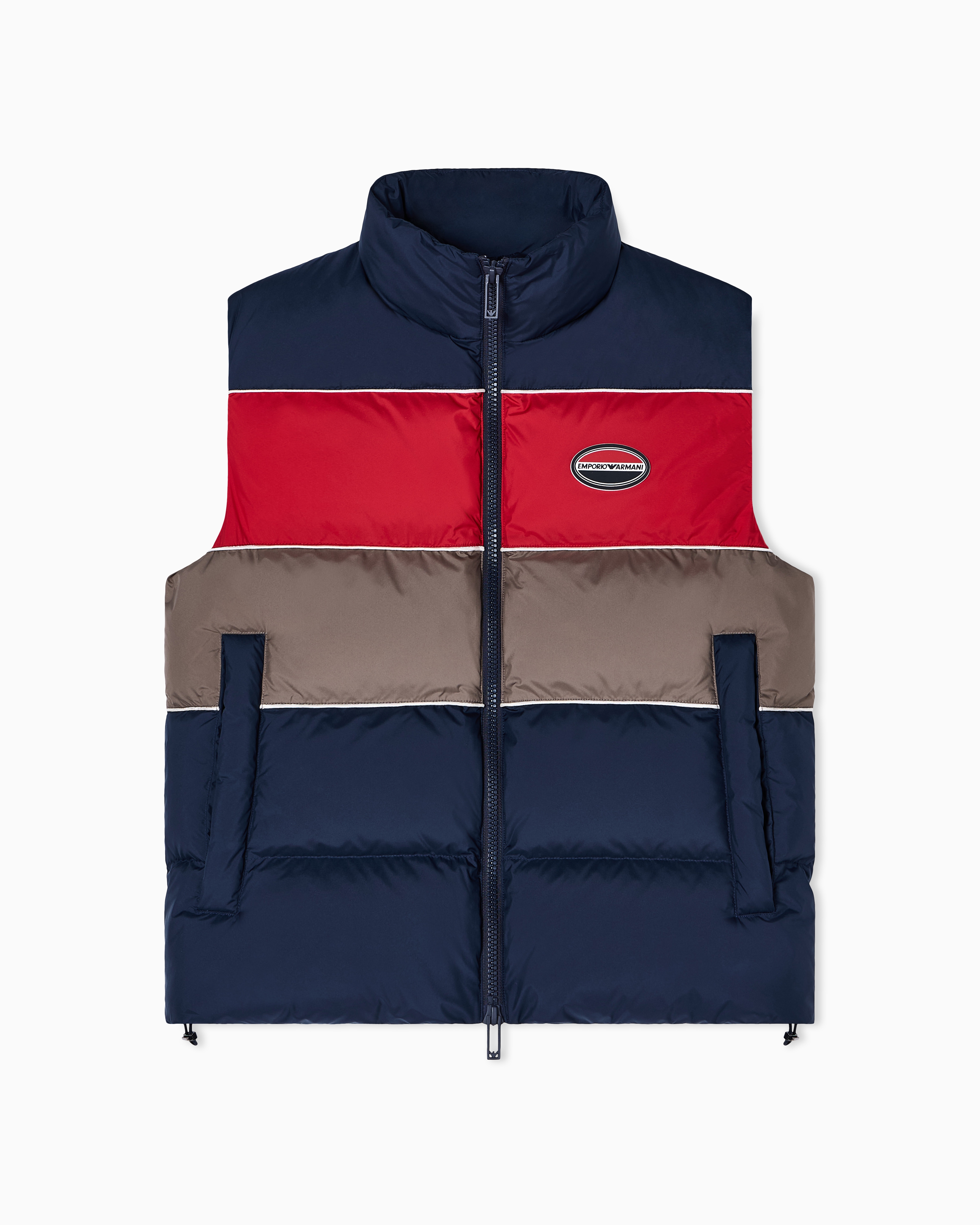Emporio Armani - Water-repellent quilted ripstop nylon sleeveless down jacket, Man, Navy_blue, Size: