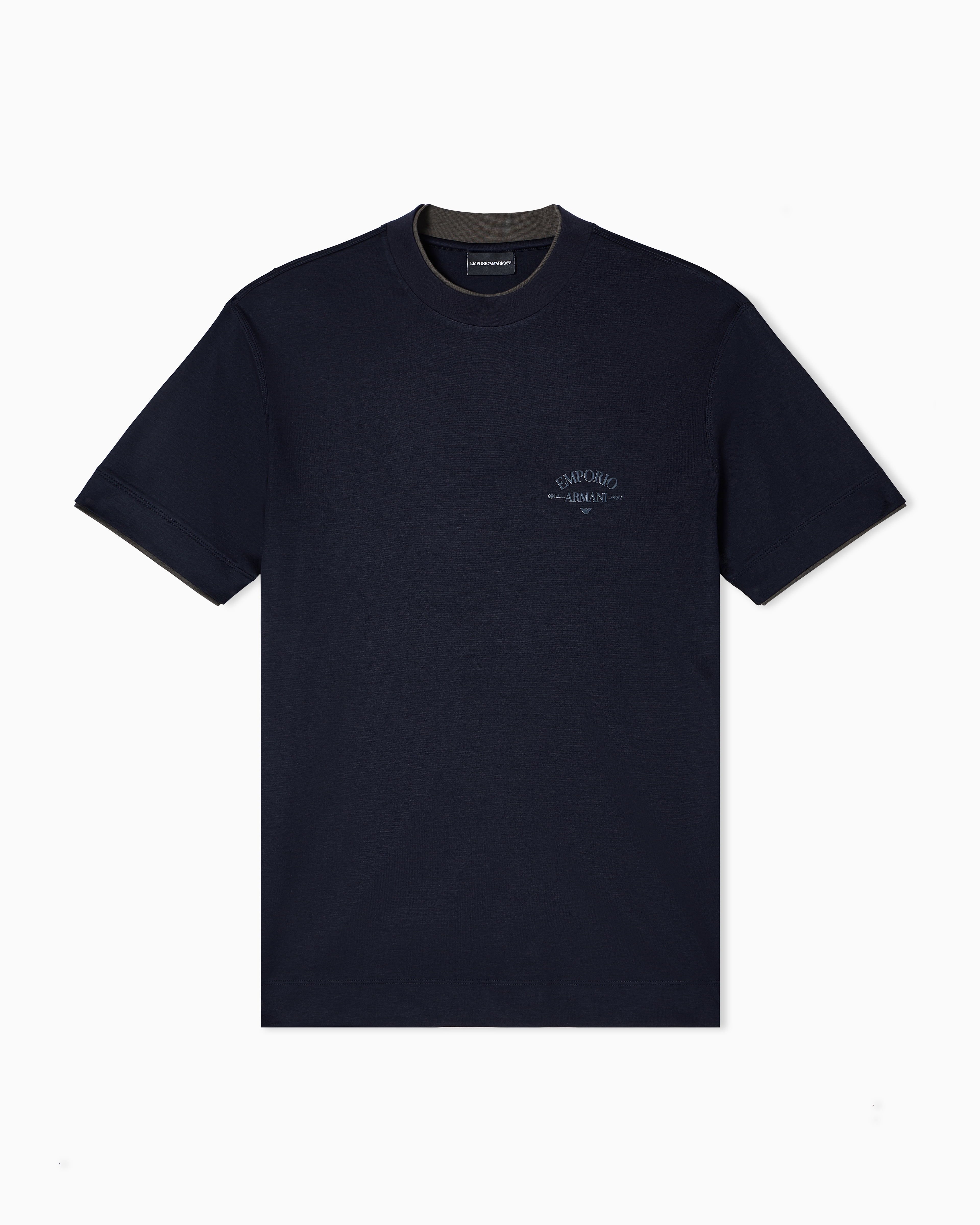 Emporio Armani Asv Lyocell-blend Jersey T-shirt With Contrasting Details In Black