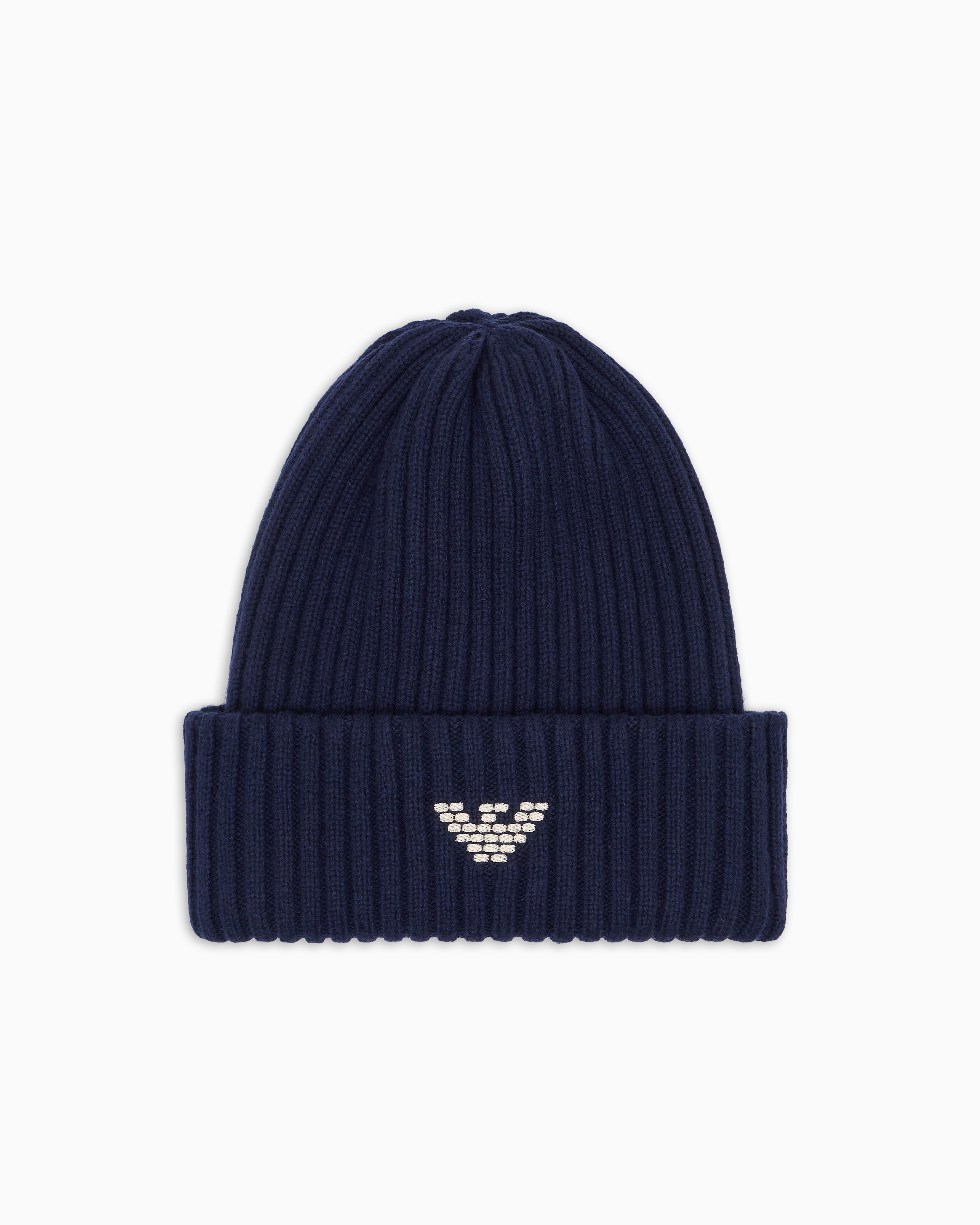 Emporio Armani - ASV New York capsule collection ribbed wool-blend beanie, Man, Navy Blue, Size: