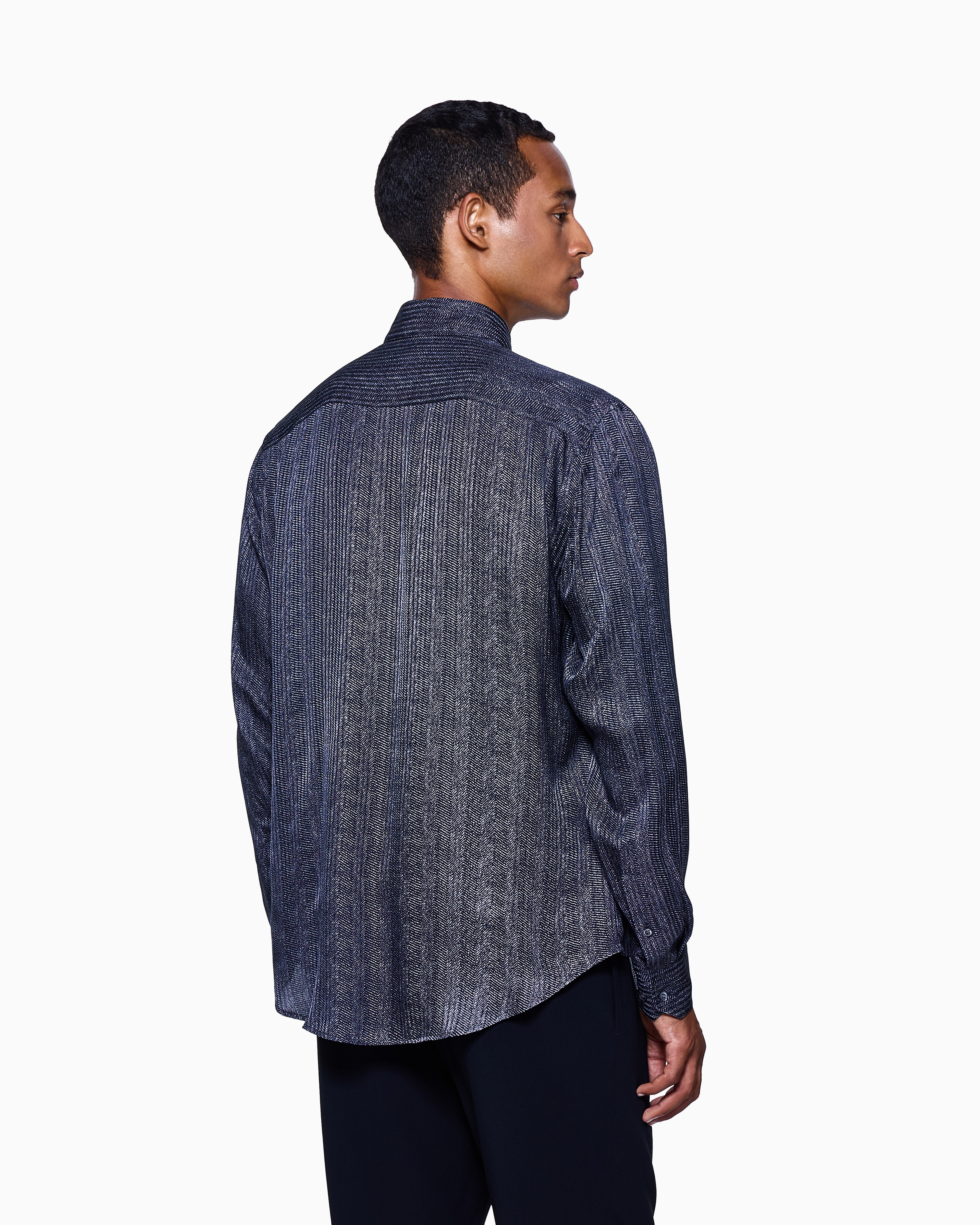 Giorgio Armani Regular-fit Printed Viscose And Silk Shirt In Blue
