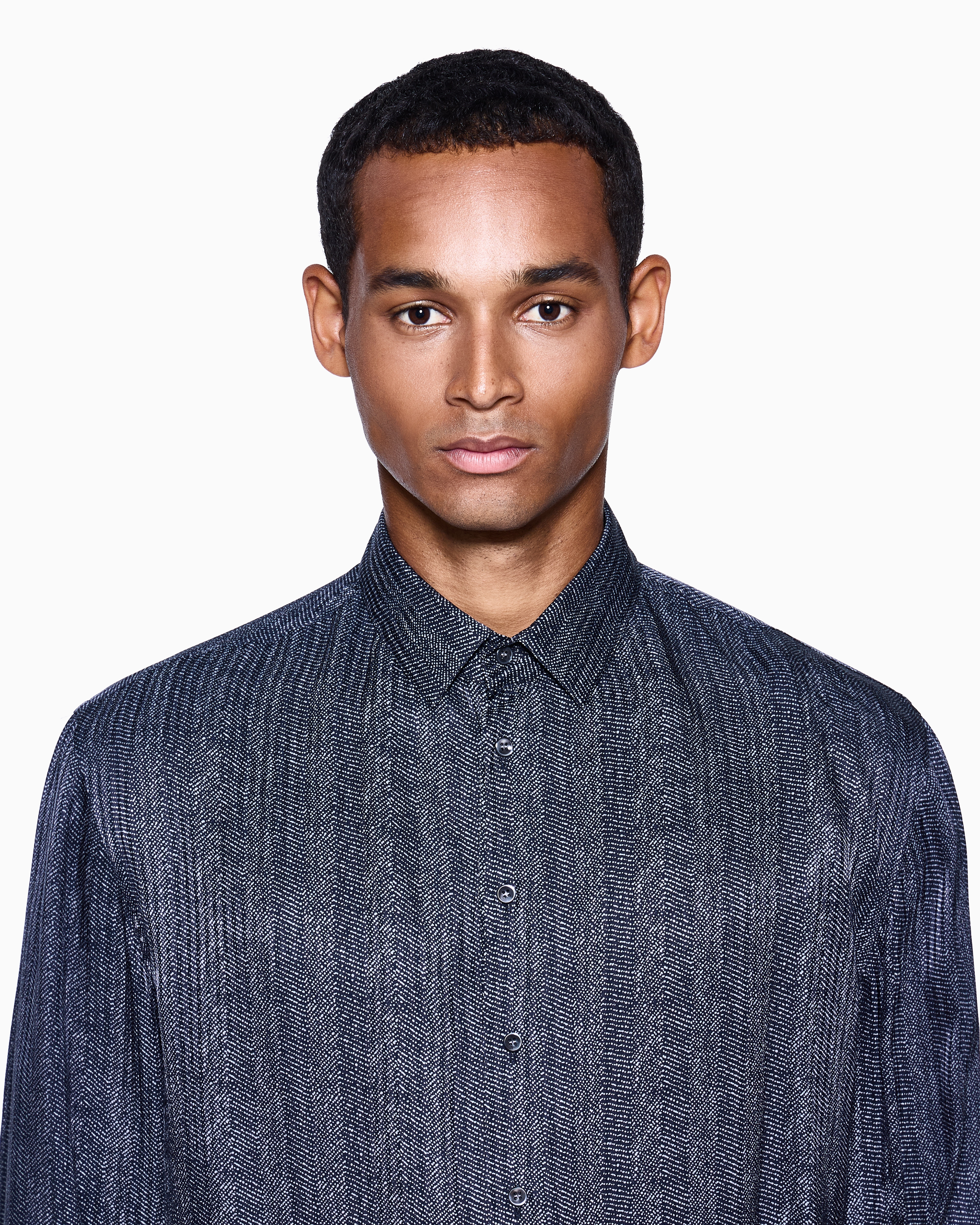 Giorgio Armani Regular-fit Printed Viscose And Silk Shirt In Blue