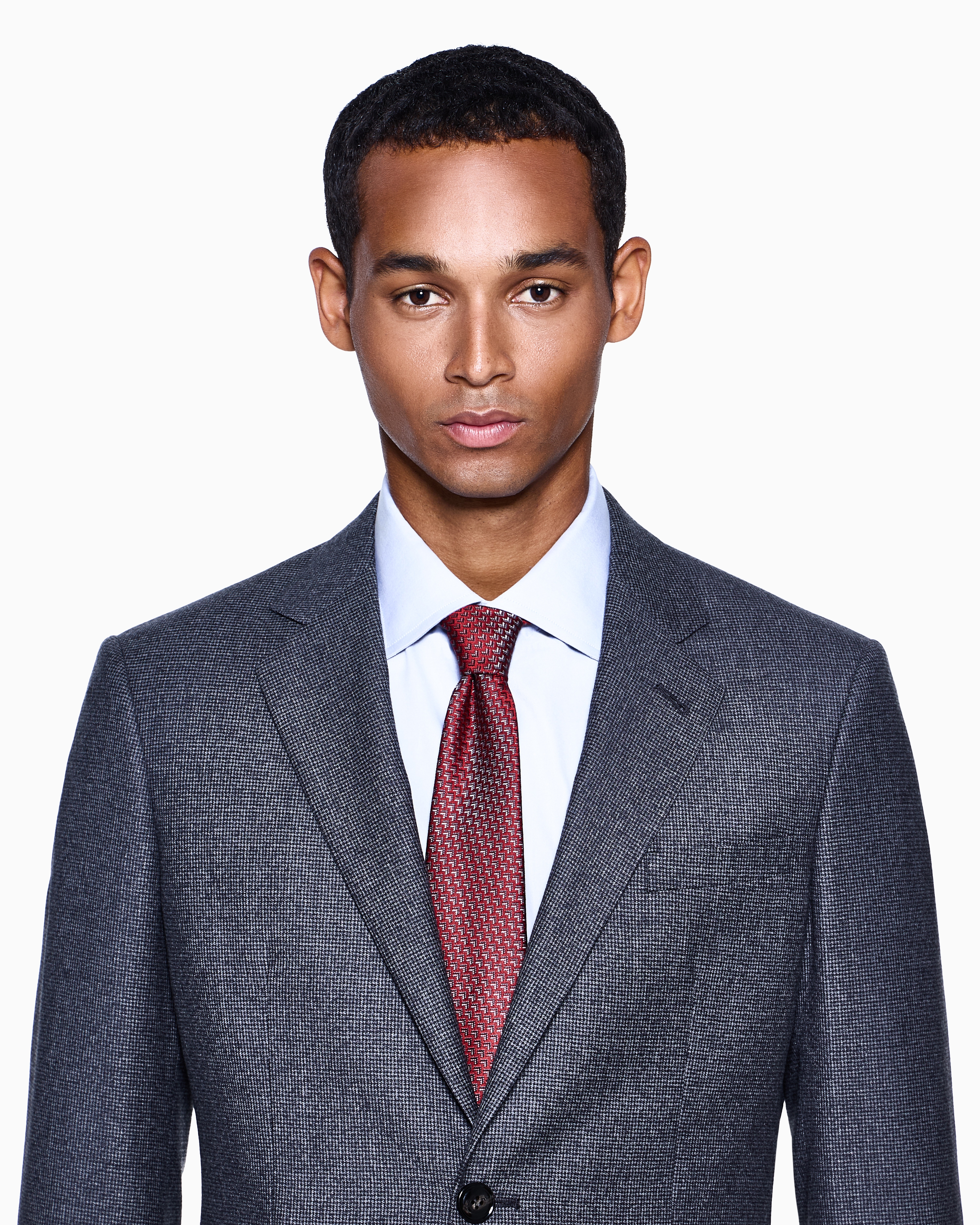 Giorgio Armani Soho Line Single-breasted Suit In Virgin Wool With A Houndstooth Motif In Blue