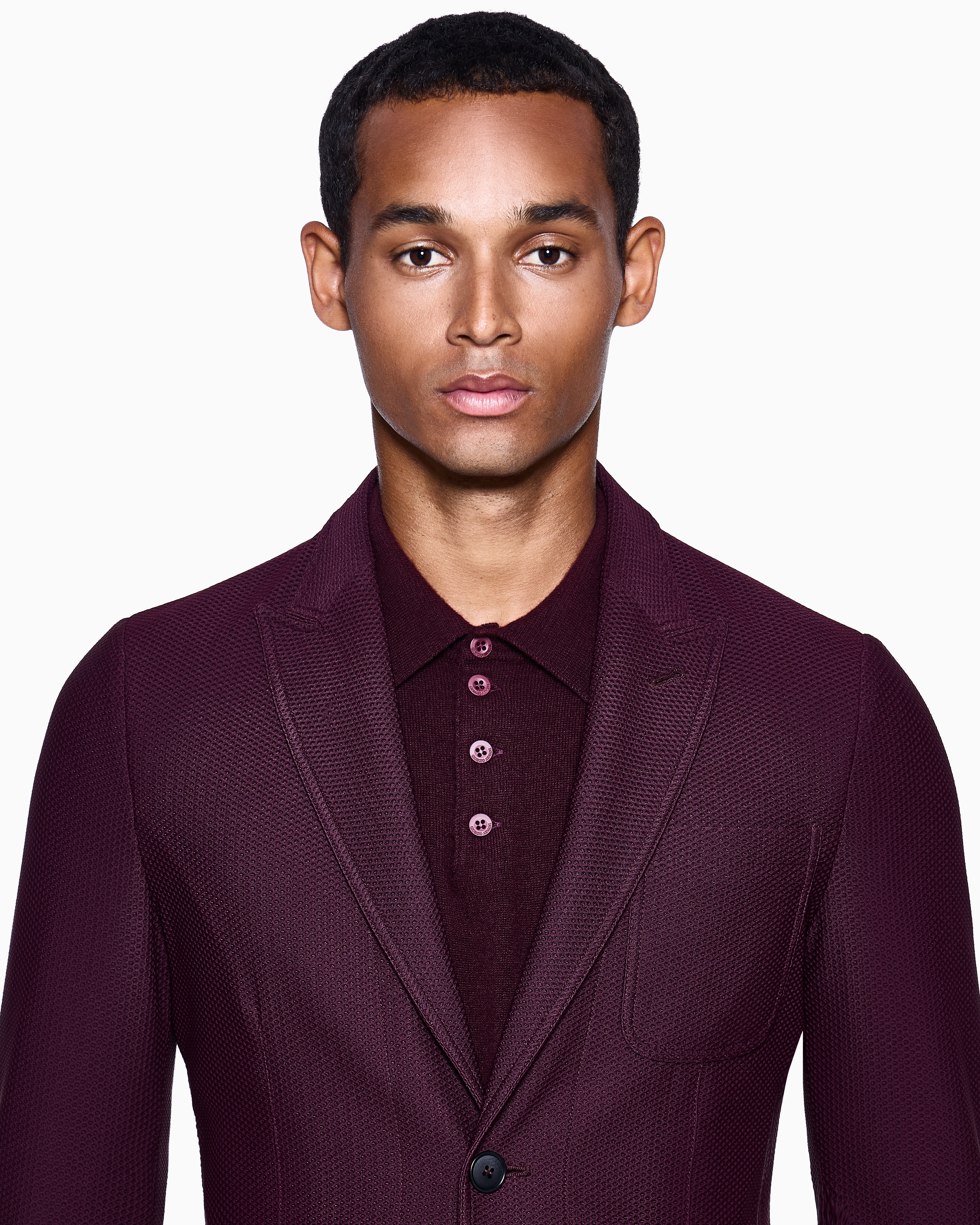 Giorgio Armani Single-breasted Jacket In Technical Waffle Fabric In Burgundy
