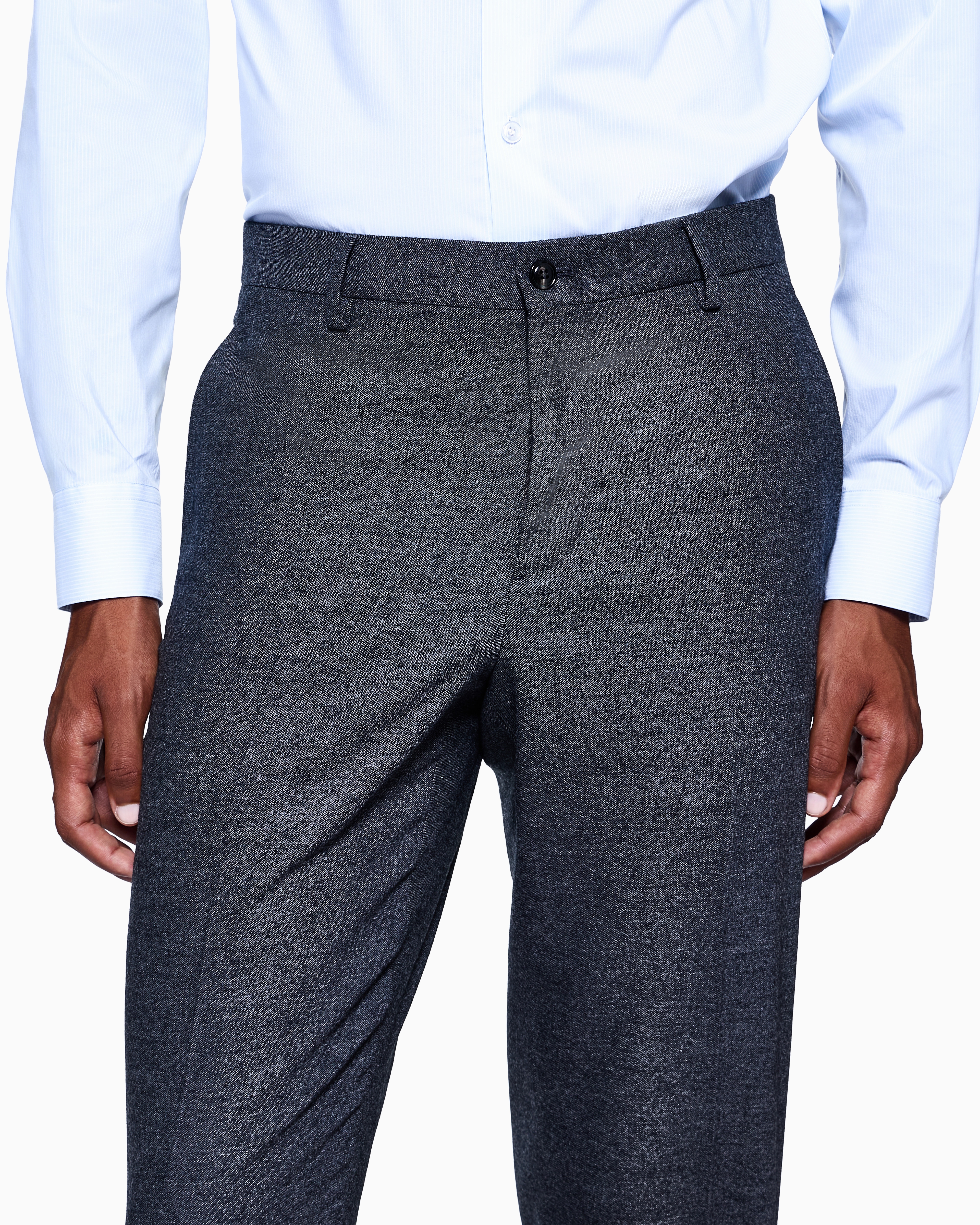 Giorgio Armani Napoli Line Double-breasted Suit In Denim-effect Virgin Wool And Cashmere In Blue