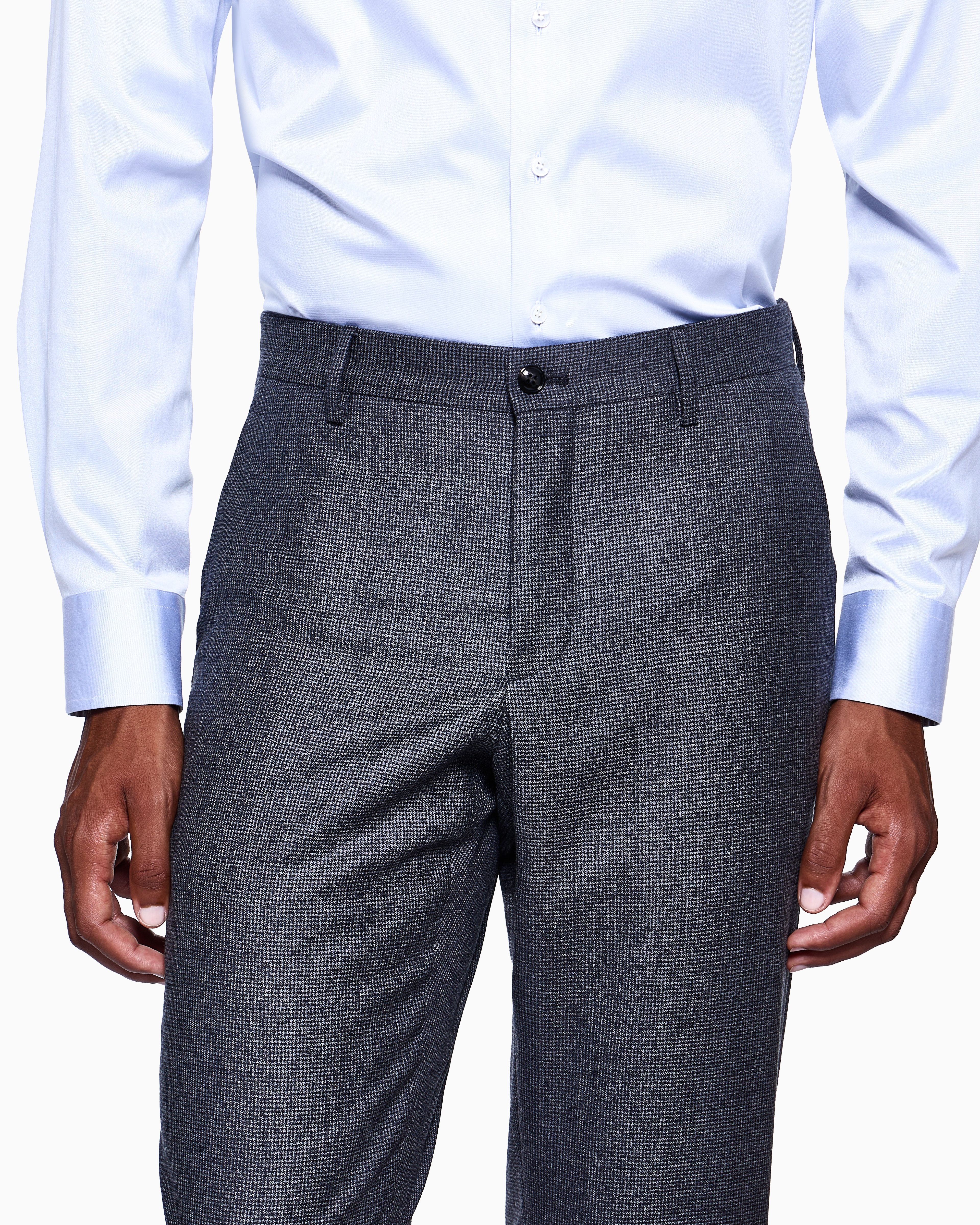 Giorgio Armani Soho Line Single-breasted Suit In Virgin Wool With A Houndstooth Motif In Blue