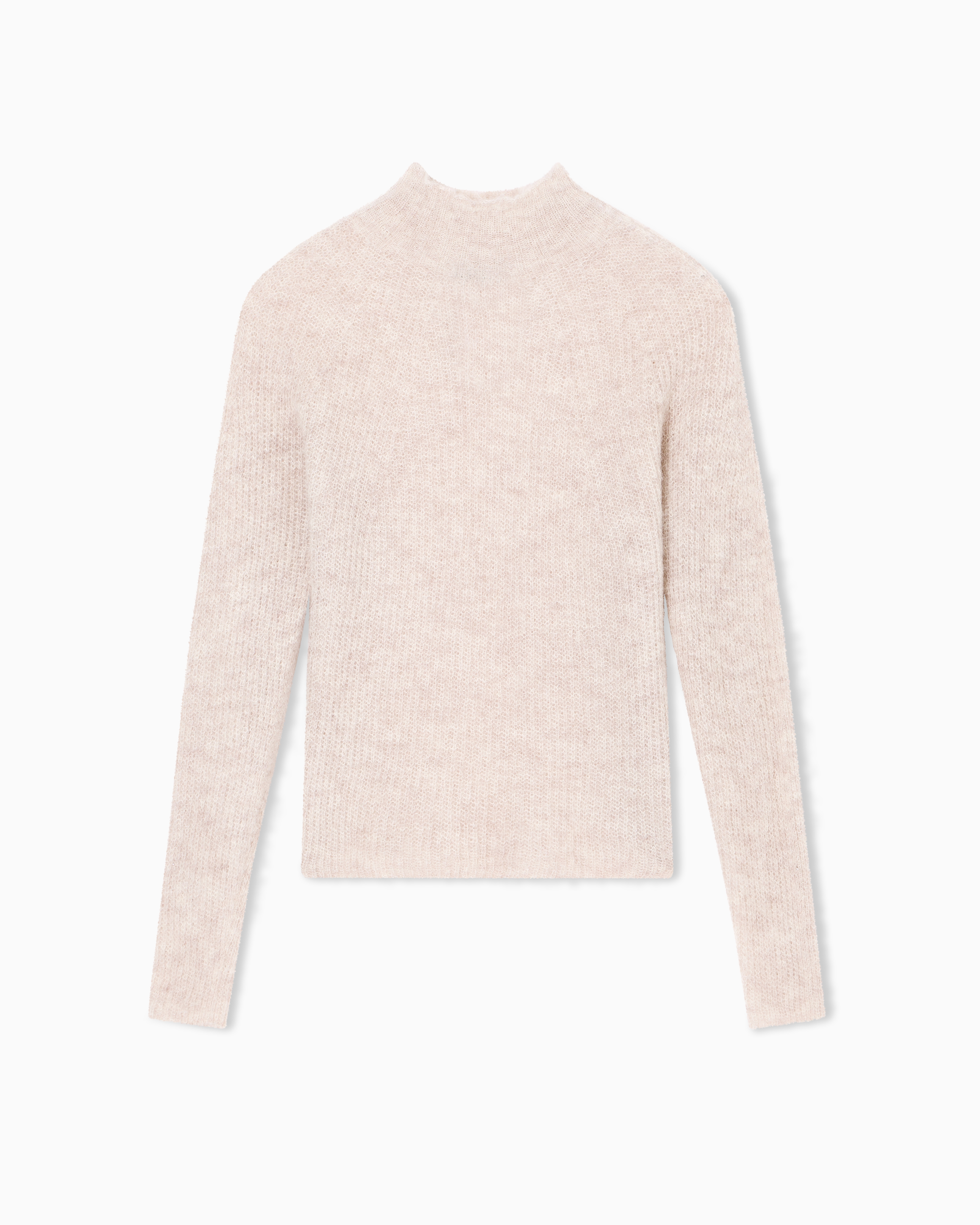 Emporio Armani - Mock-neck jumper an alpaca wool blend, Woman, Beige, Size: