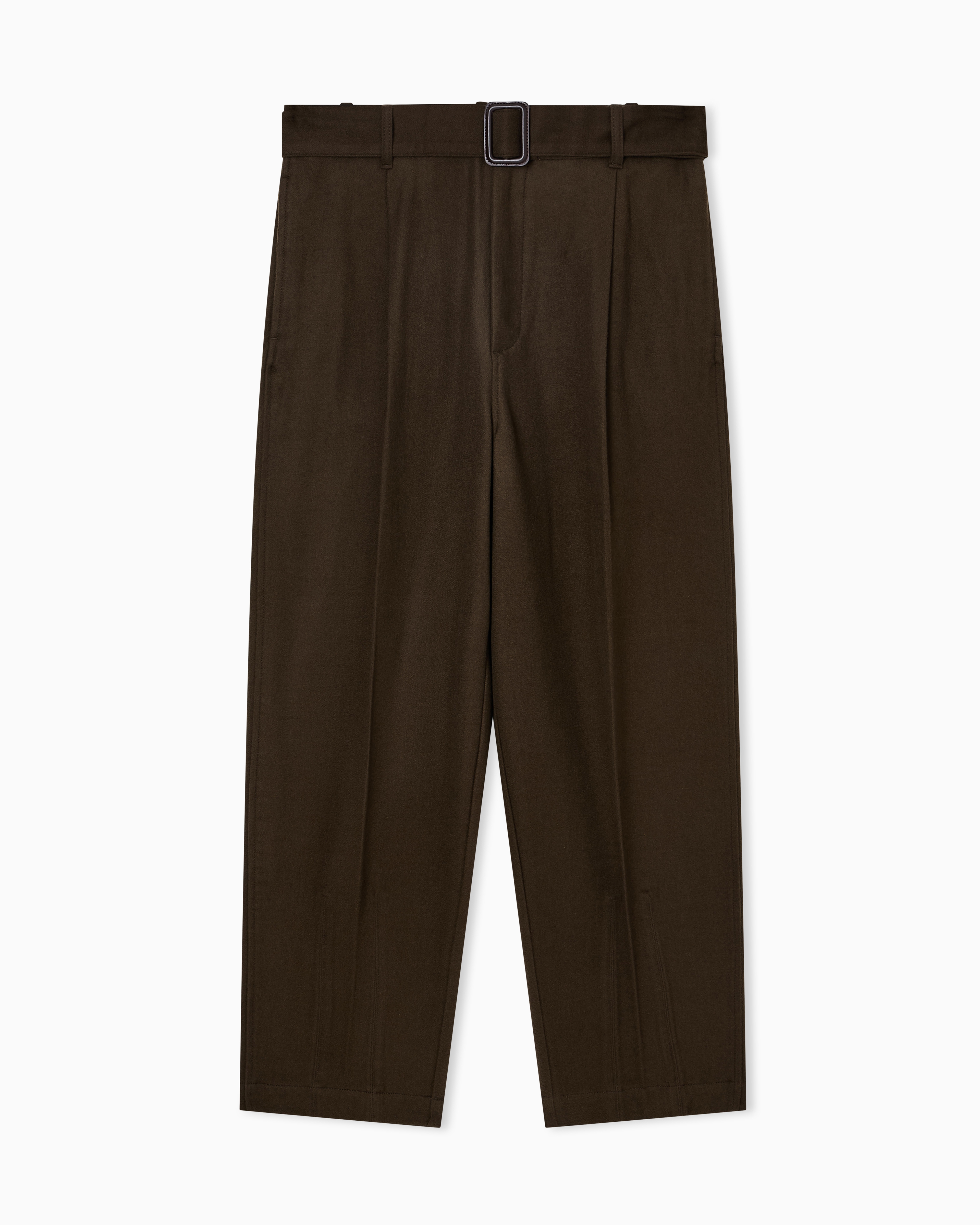Emporio Armani - Virgin wool trousers with belt , Man, Brown, Size: