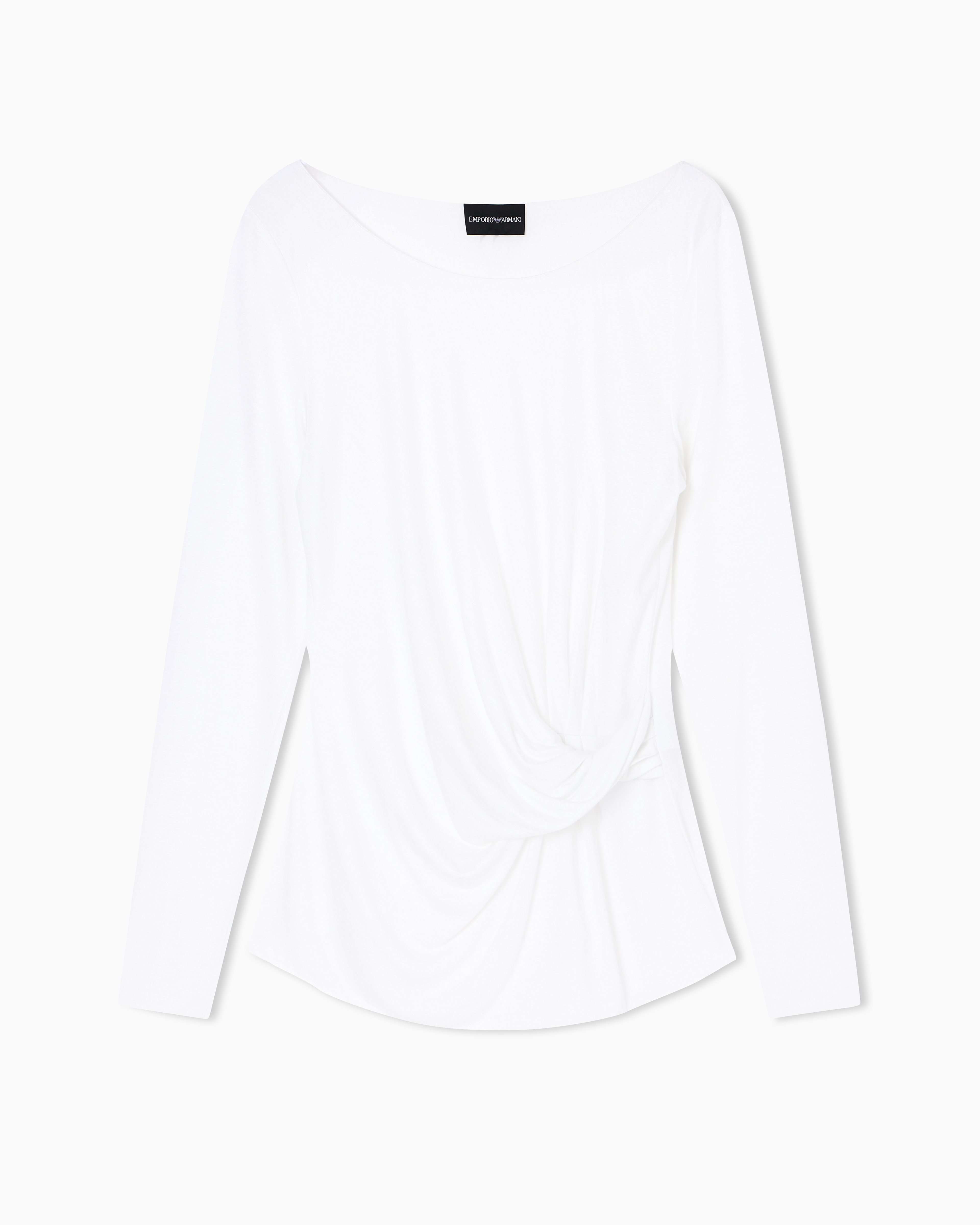 Emporio Armani - Jersey jumper with twist, Woman, Beige, Size: