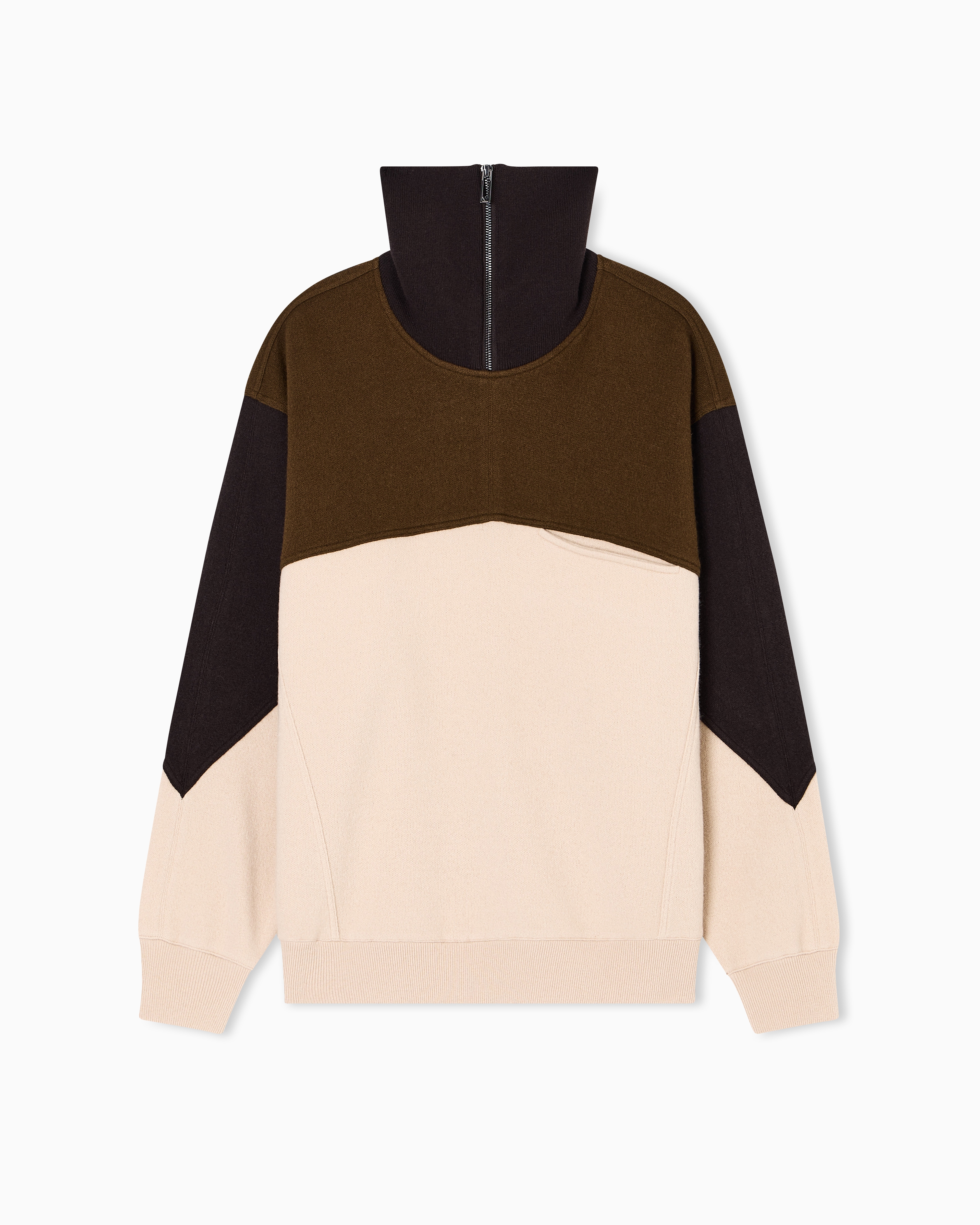 Emporio Armani - Mock-neck jumper a wool colour-block jacquard, Man, Size: