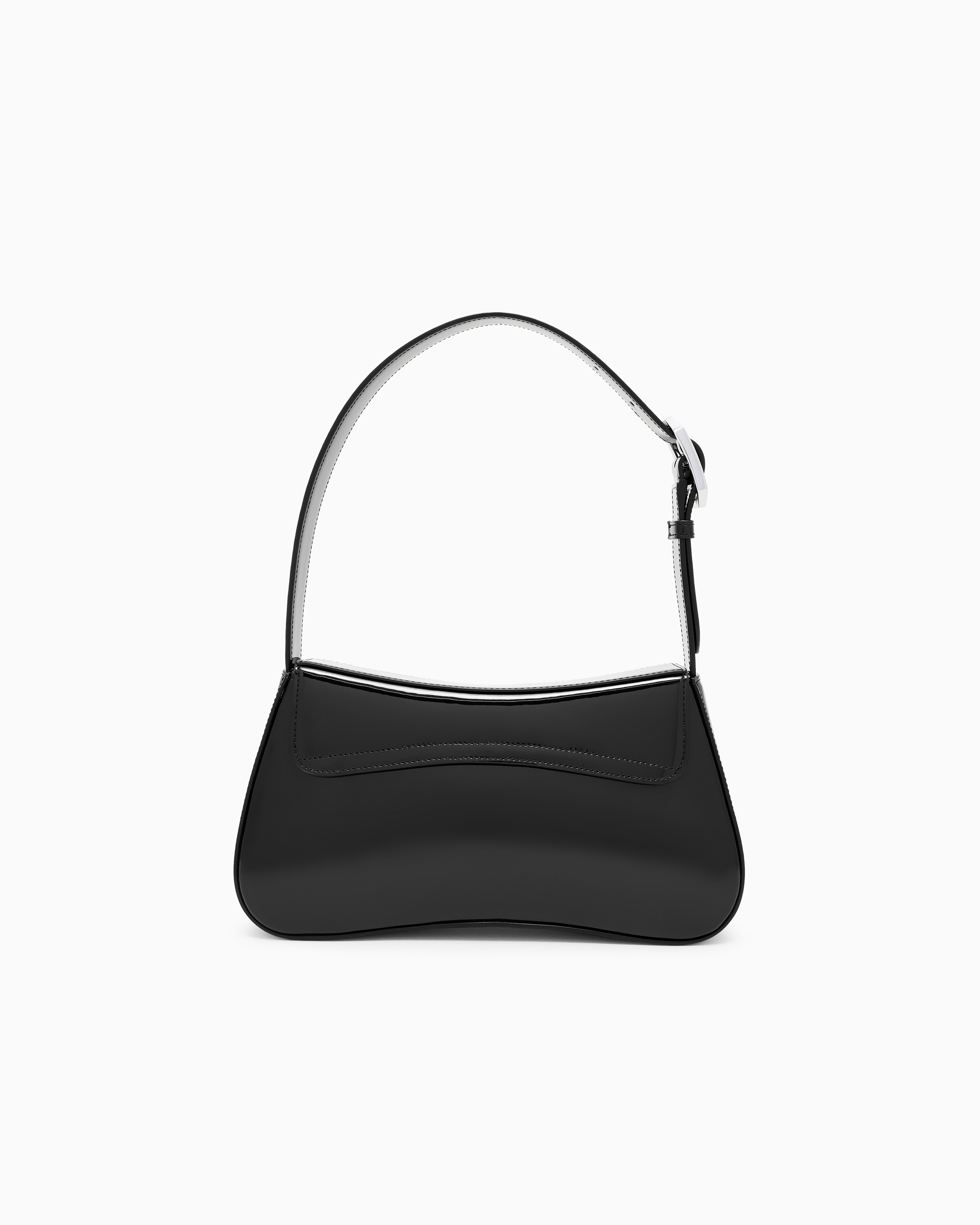 Emporio Armani Patent-effect Shoulder Bag In Black