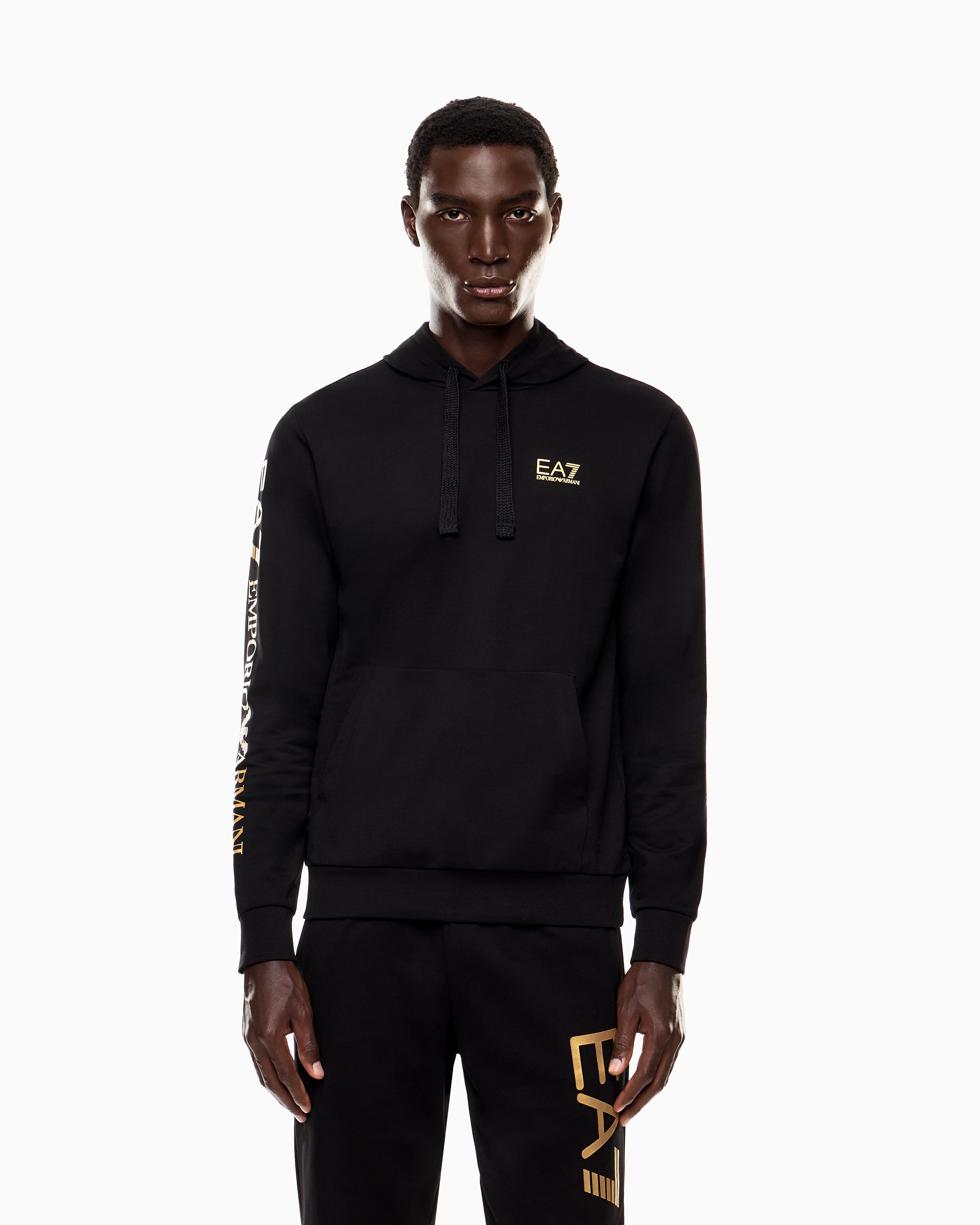 EA7 パーカー 袖ロゴ 7M000569-AF13512-MC004 Logo Series cotton hooded, zip-up sweatshirt | EA7