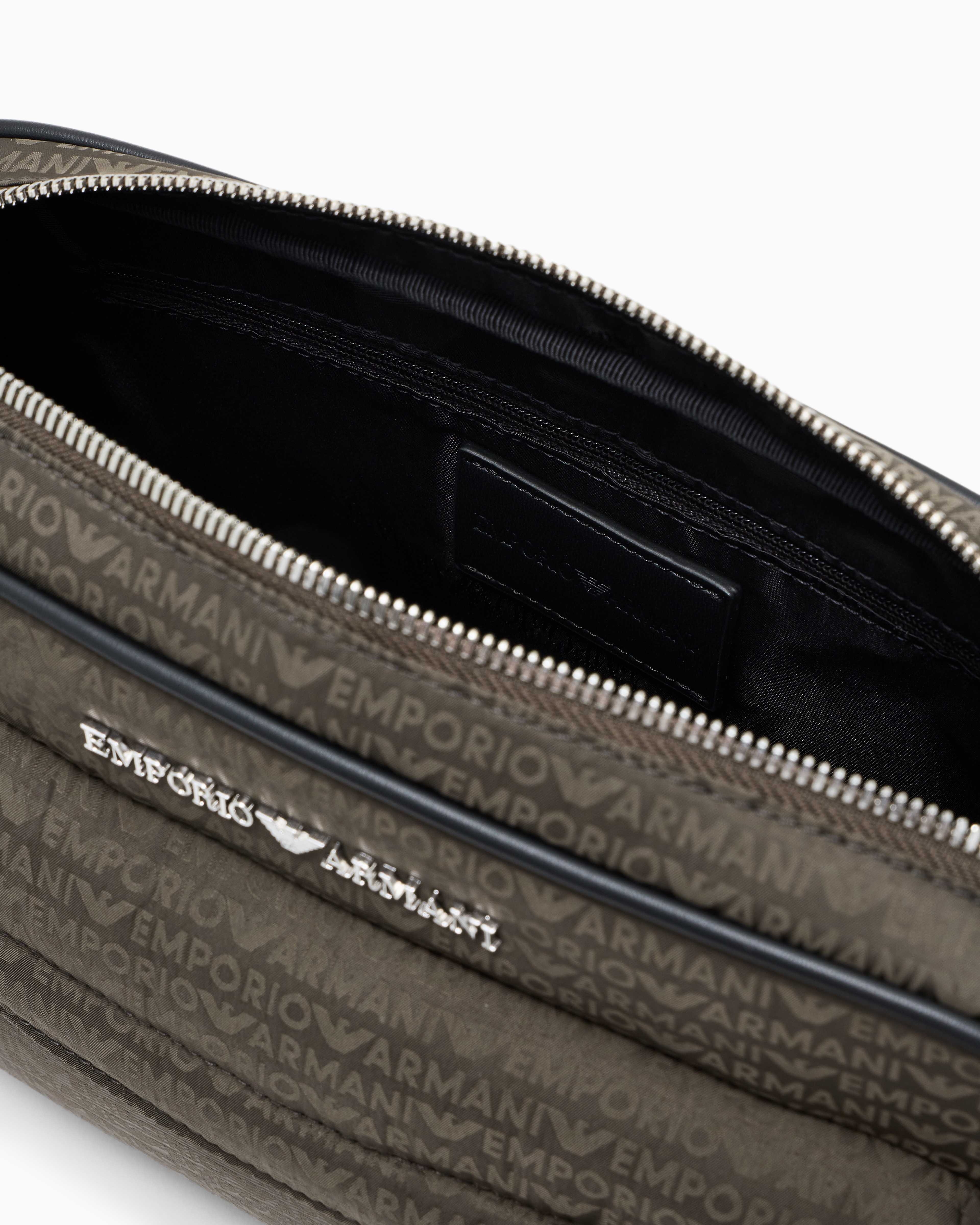 Emporio Armani - Nylon camera case with monogram lettering, Man, Green, Size: TU