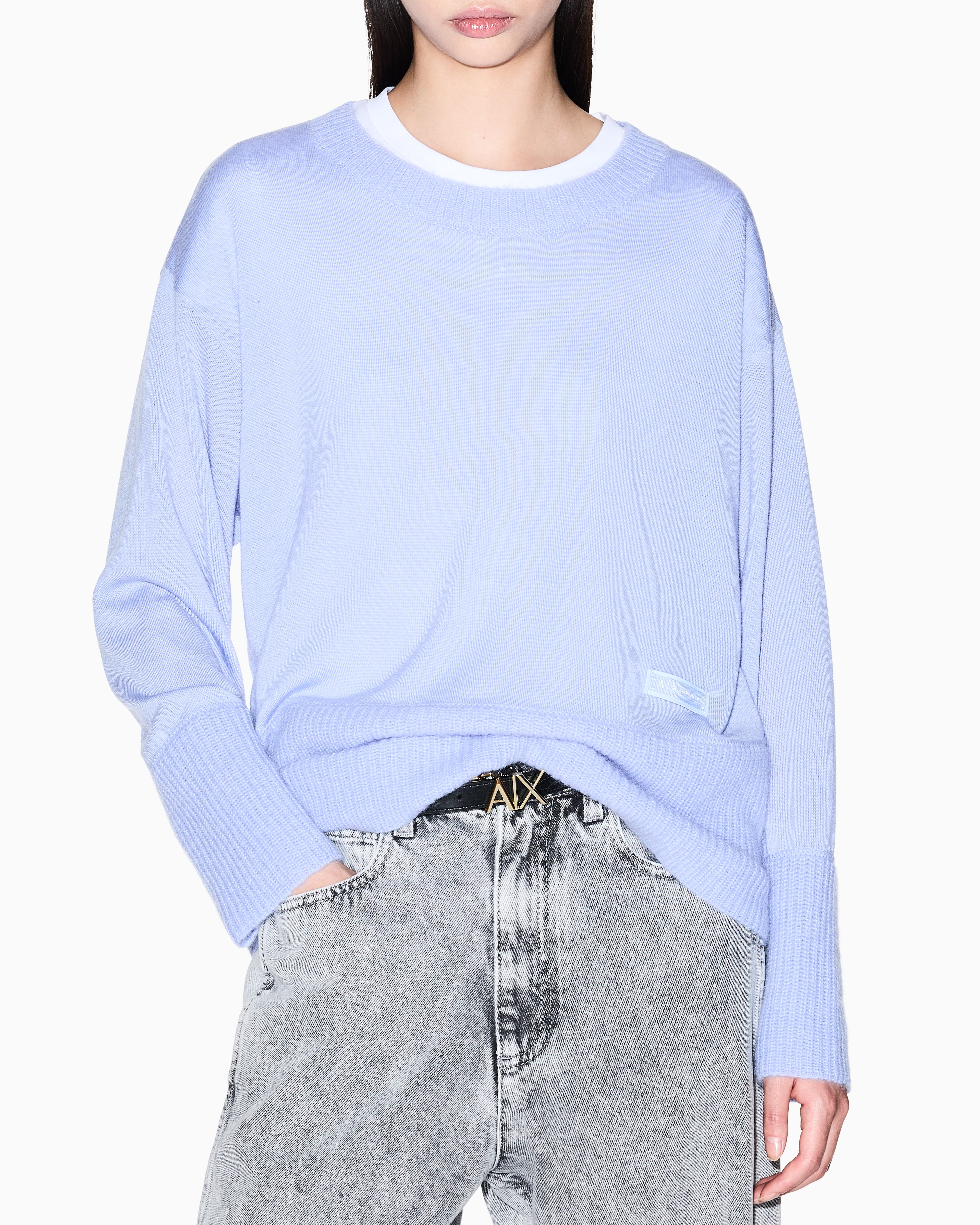 Armani Exchange - Jumpers, Woman, Light Blue, Size:
