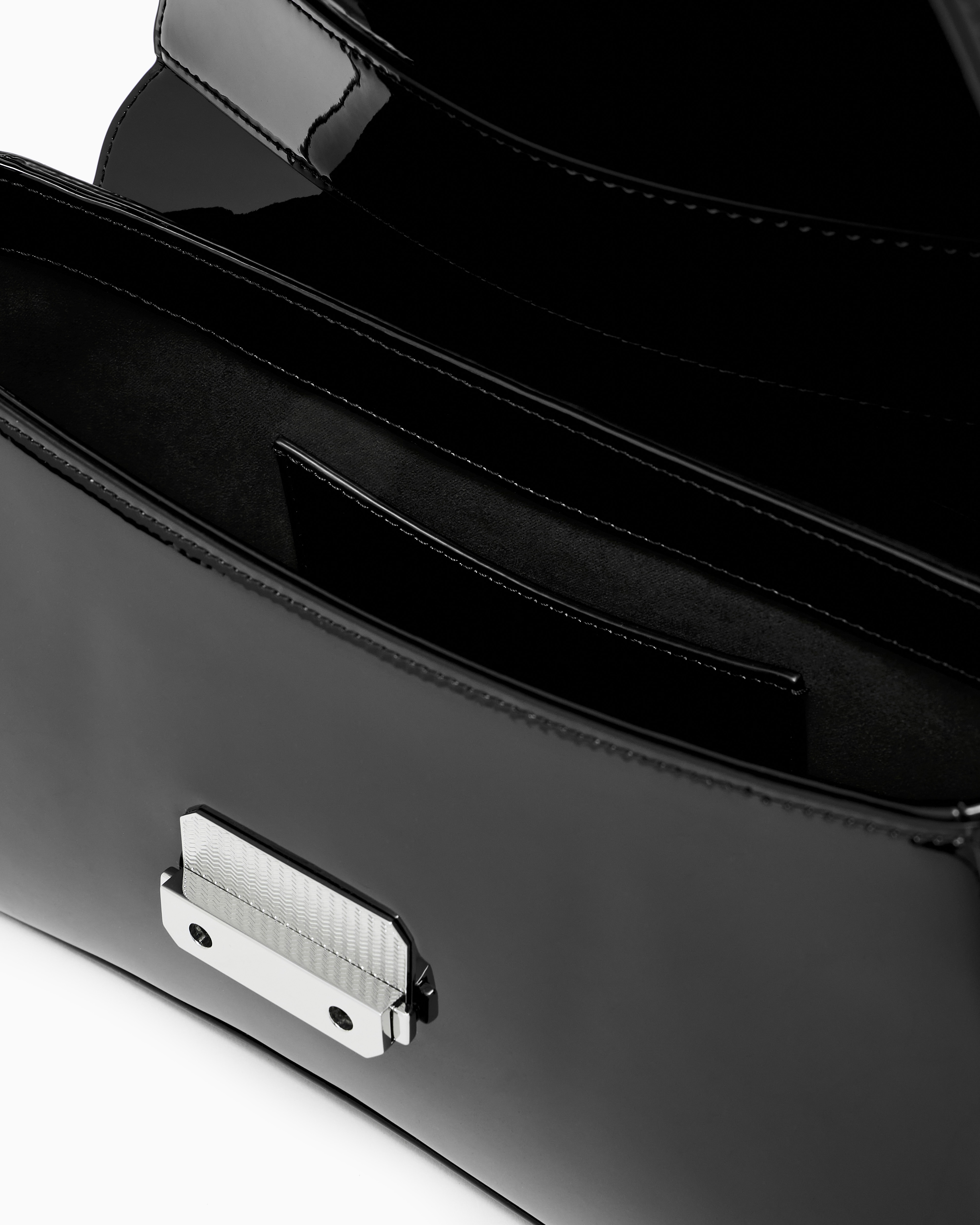 Emporio Armani Patent-effect Shoulder Bag In Black