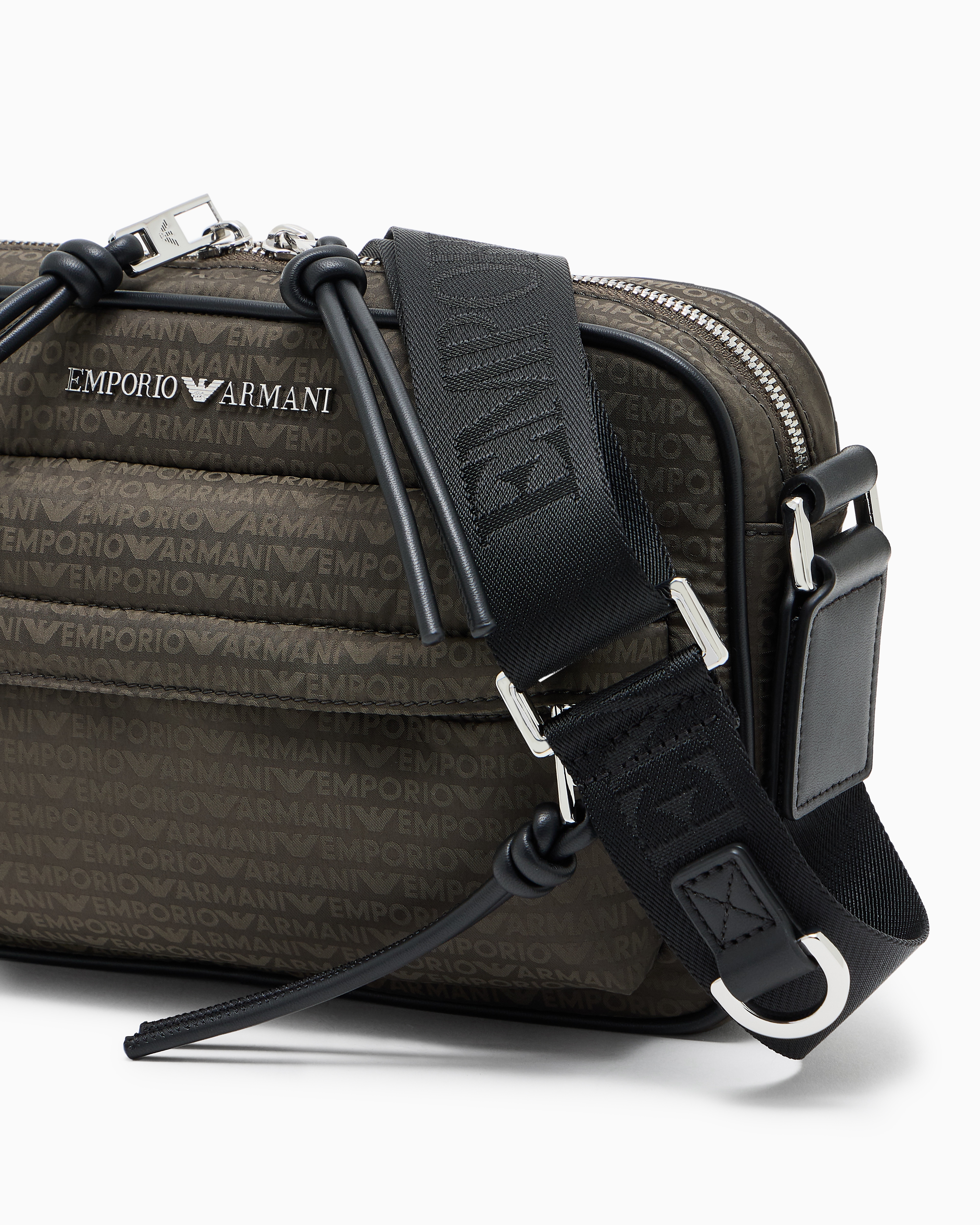 Emporio Armani - Nylon camera case with monogram lettering, Man, Green, Size: TU