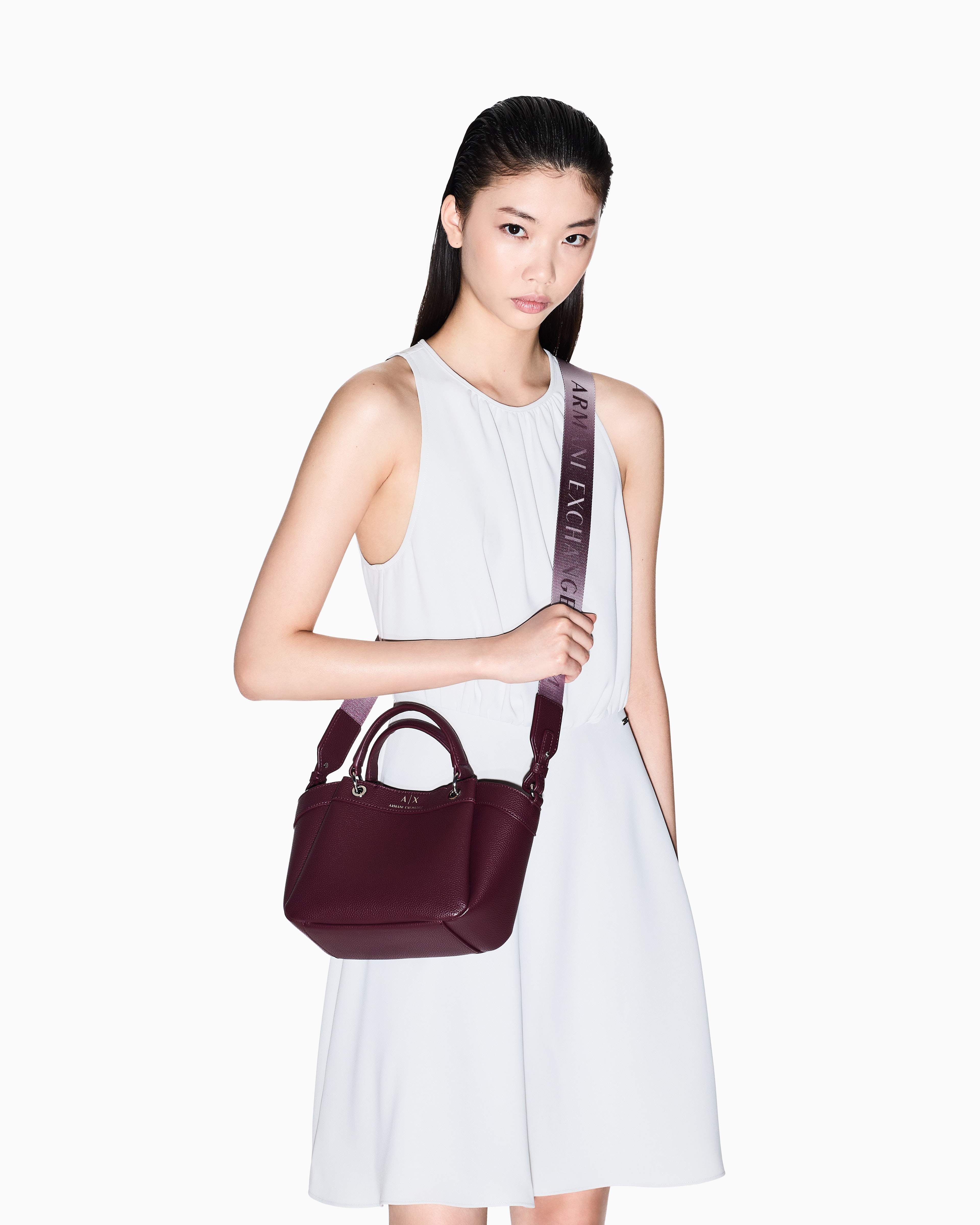 Armani Exchange - Small handbag with degradè shoulder strap, Woman, Burgundy, Size: TU